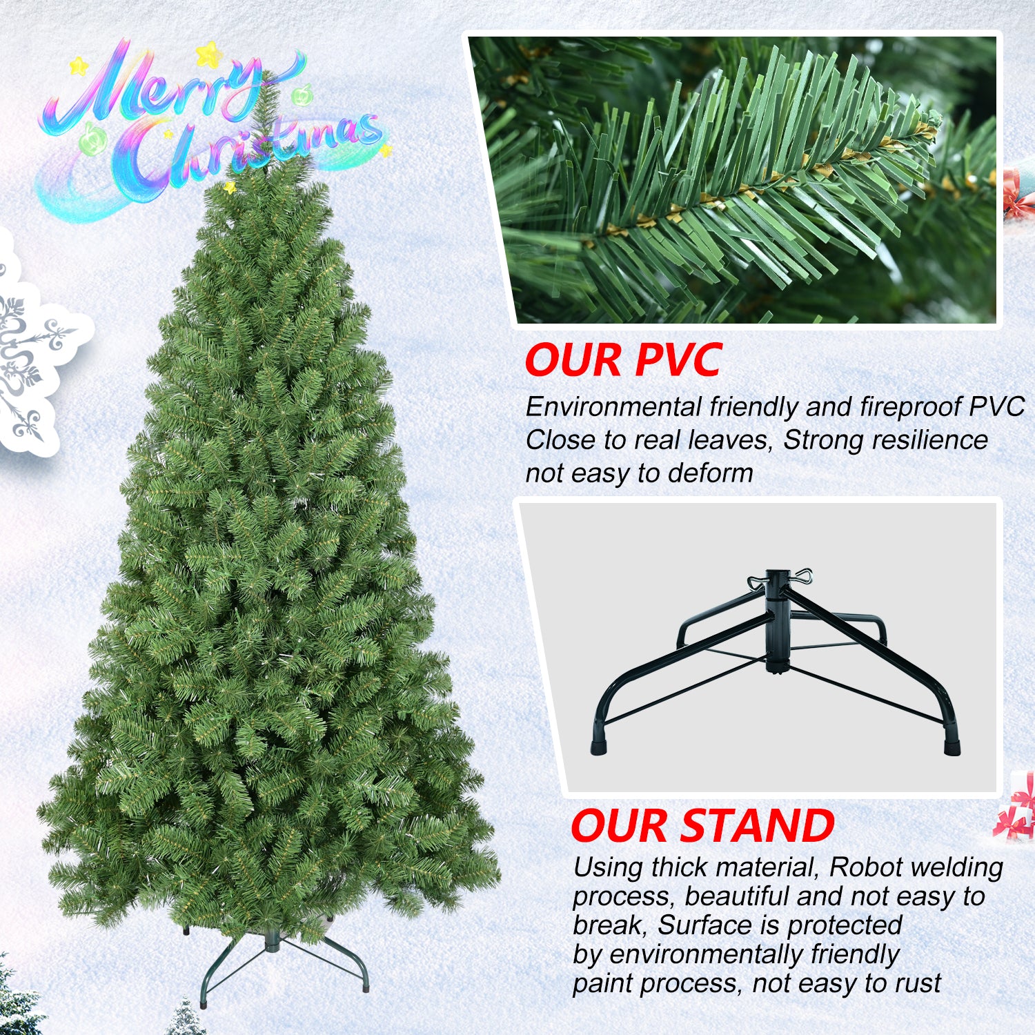 5FT Green PVC Christmas Tree with 498 Memory Wire Tips