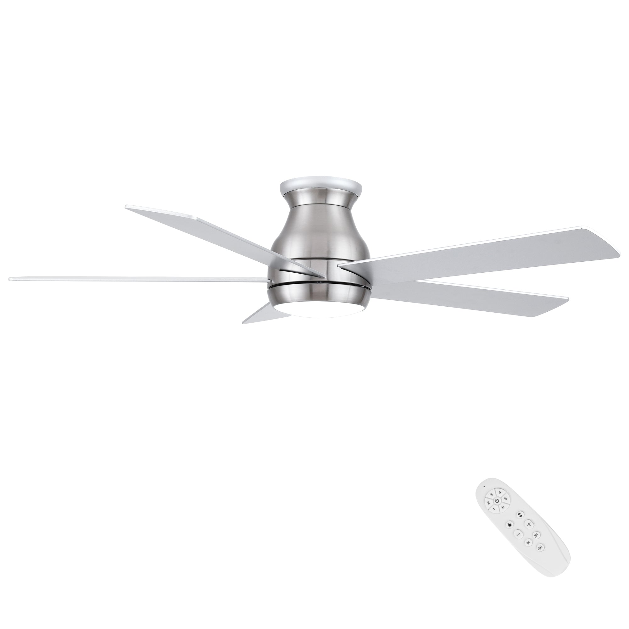 52" Low Profile Ceiling Fan in Brushed Nickel with Silver Blades