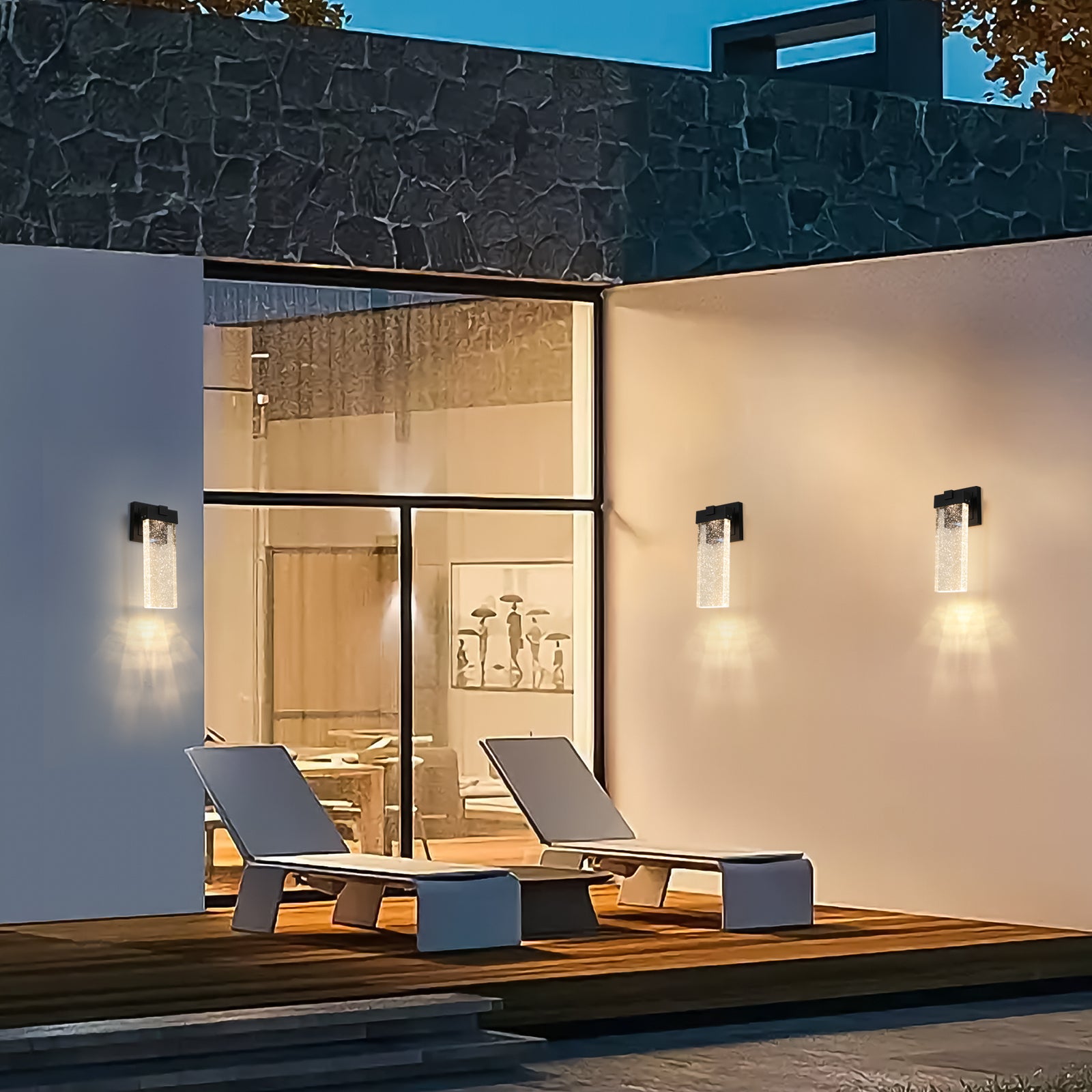 Outdoor Waterproof Transparent Crystal LED Wall Lamp 2 pack