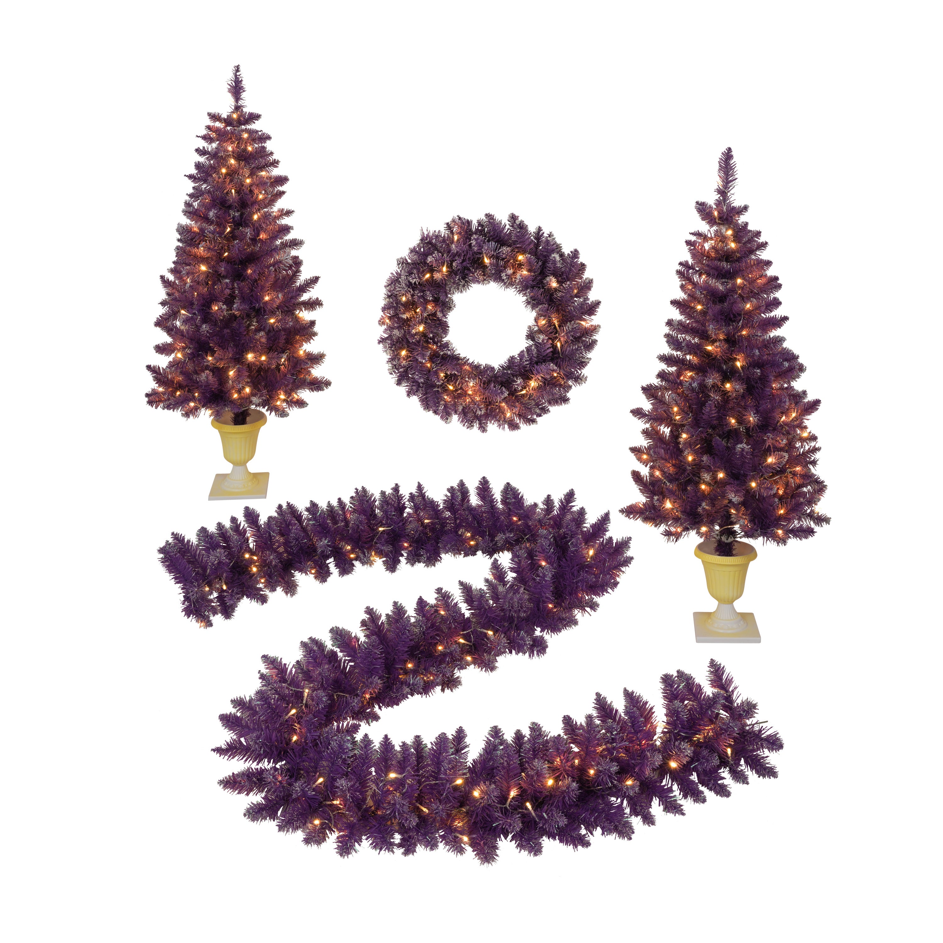 Pre-lit Christmas Artificial Tree 4-Piece Set