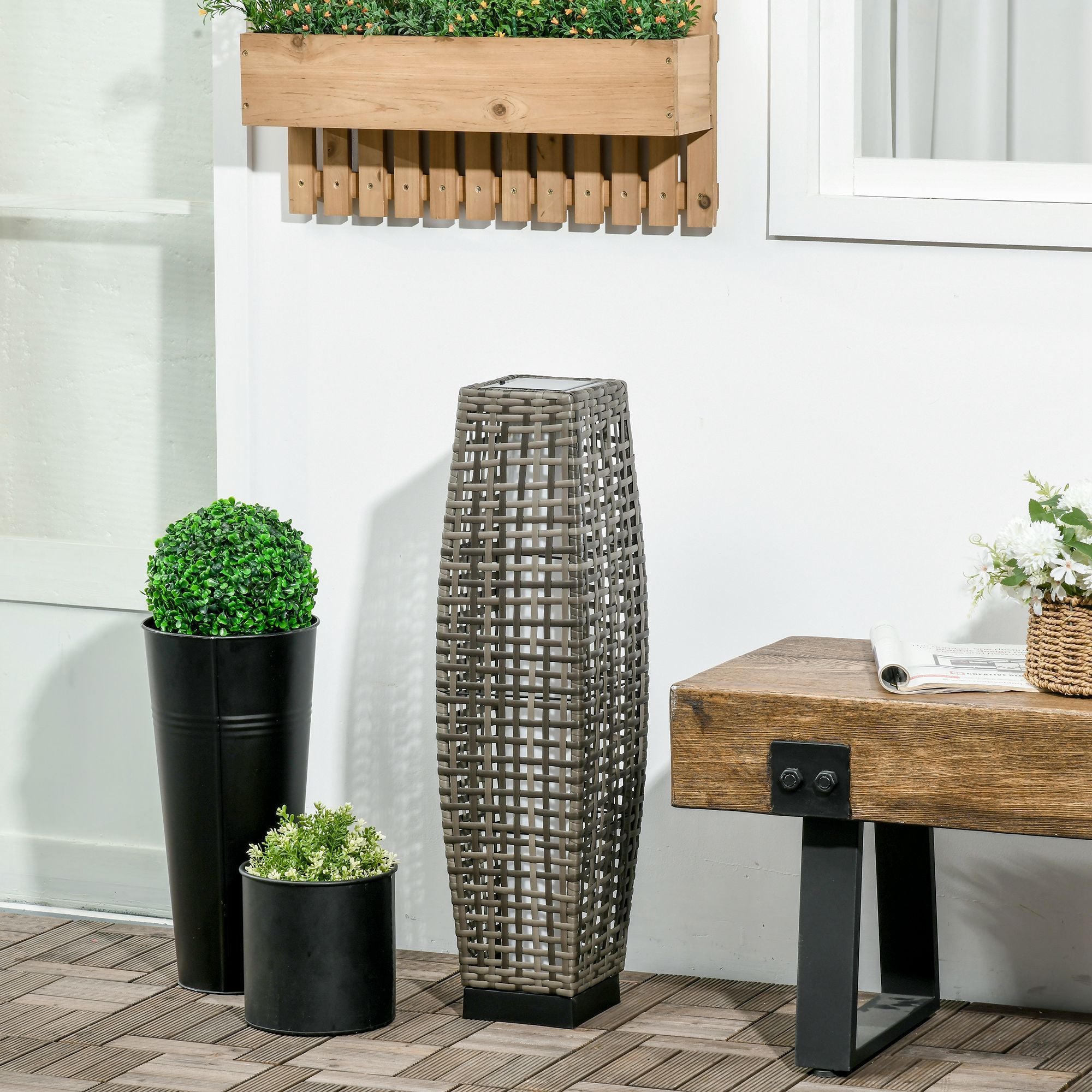 Solar Floor Lamp - 30.75" Outdoor Garden Pathway Light with Auto On/Off LED for Porch & Yard