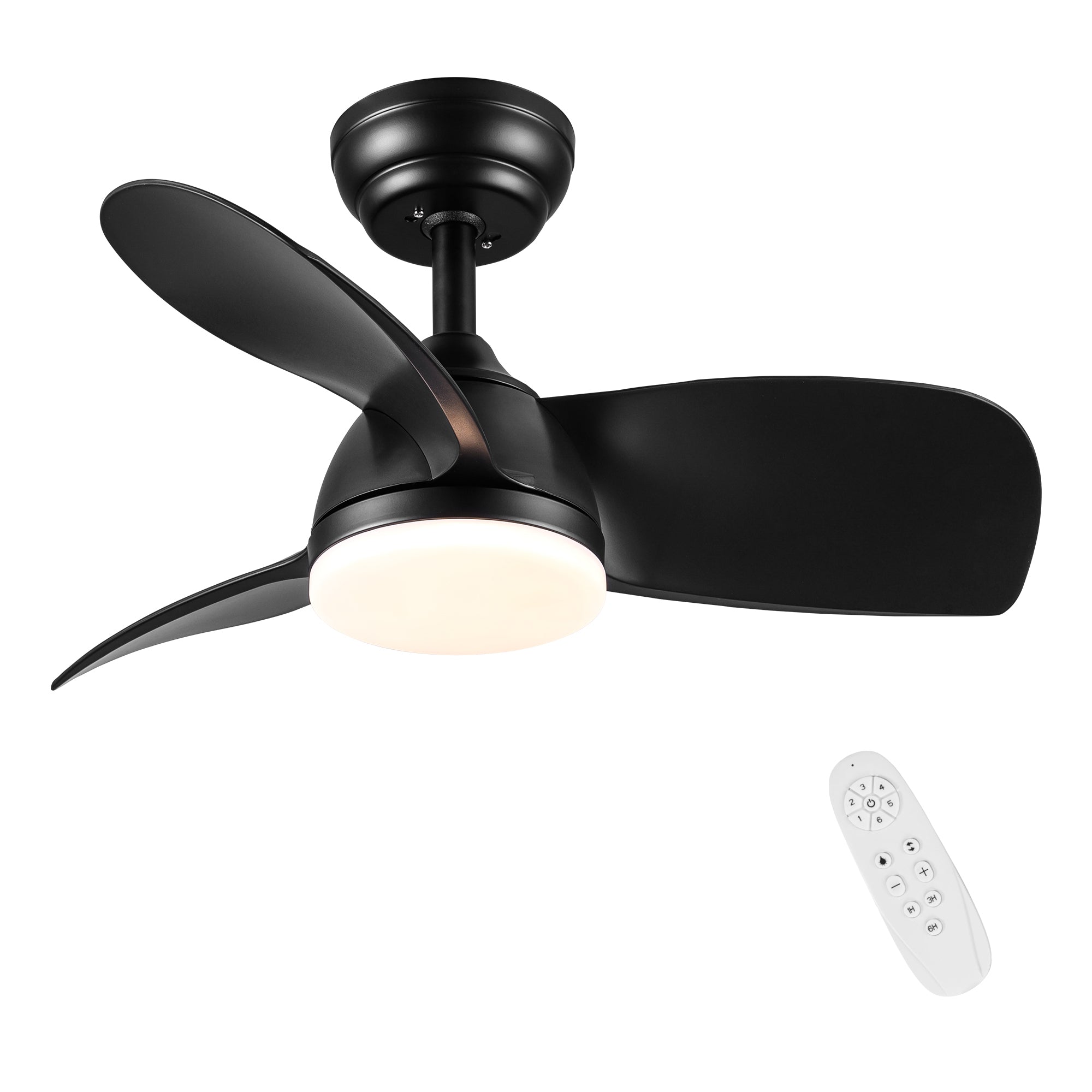 28" Black Ceiling Fan Integrated LED Light & Remote - DC Motor