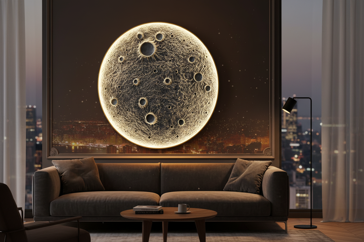 月球壁灯现代客厅场景