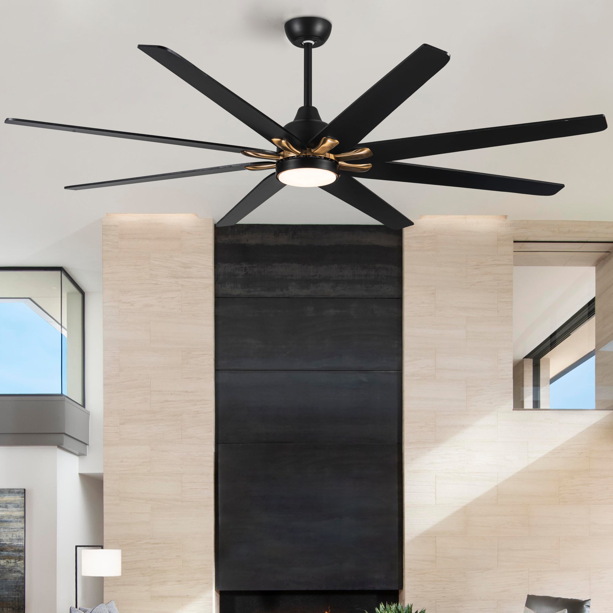 72 In Modern 8 Blades 24W  Ceiling Fan Lighting with Remote Control