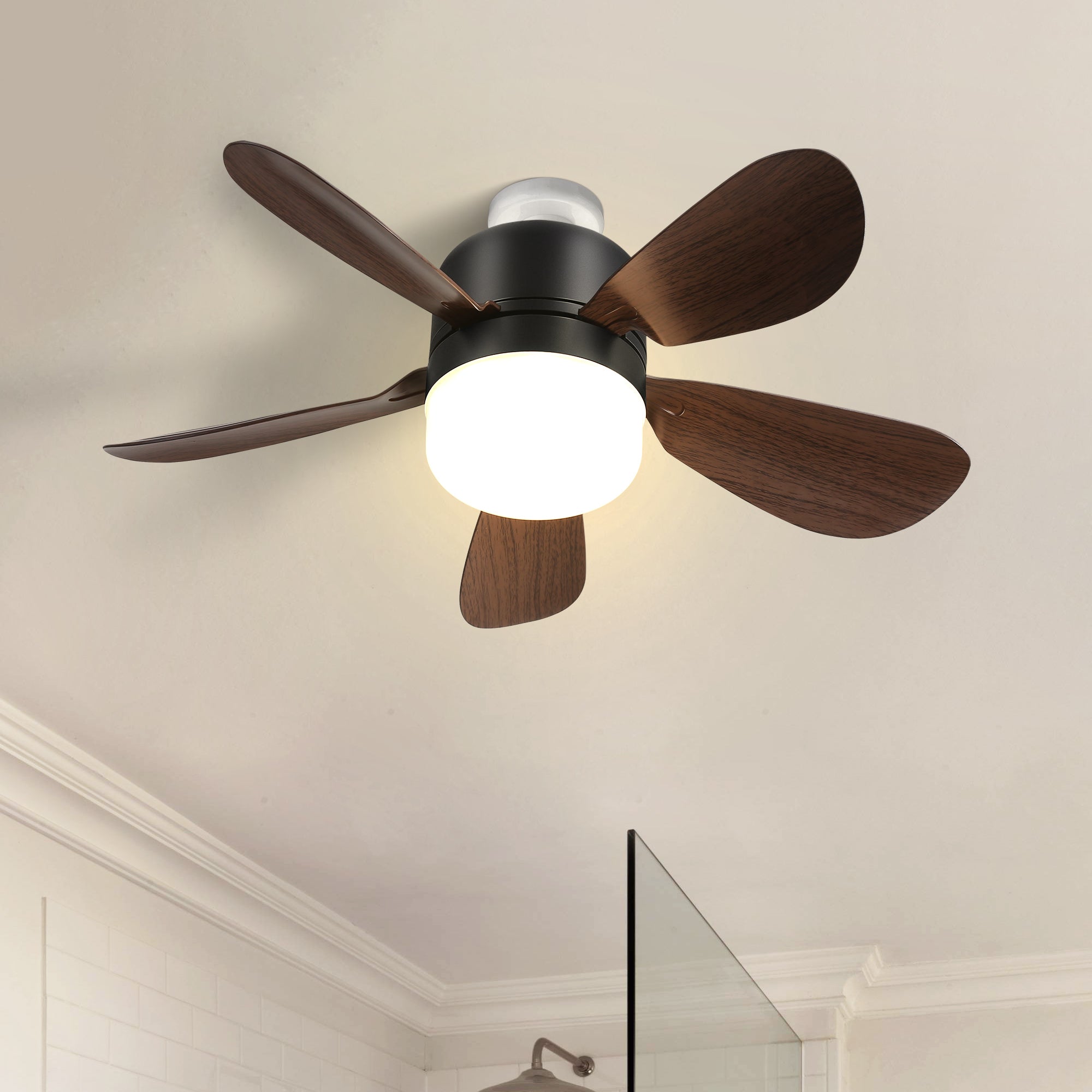 16 Inch Black Socket Light Ceiling Fans with 3 Lighting Color