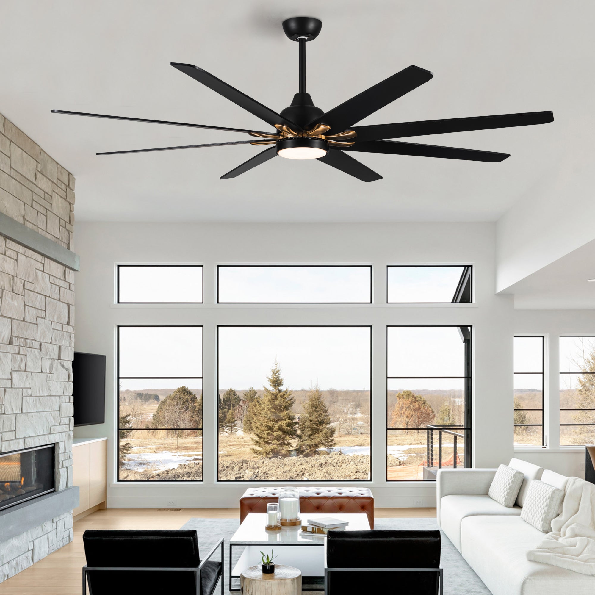 72 In Modern 8 Blades 24W  Ceiling Fan Lighting with Remote Control