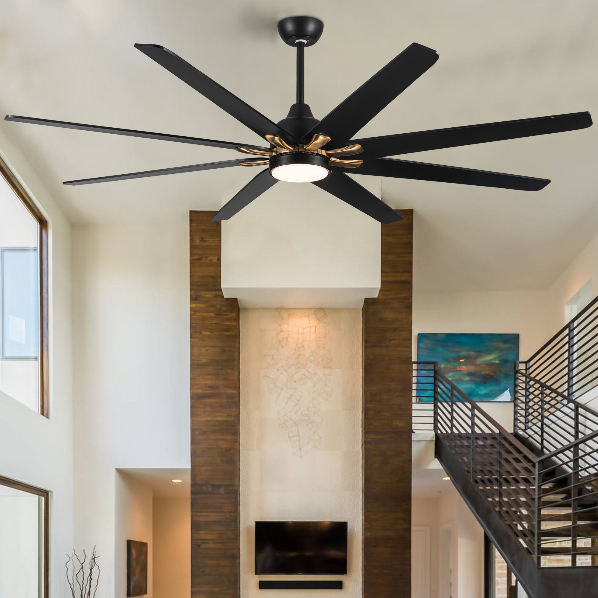 72 In Modern 8 Blades 24W  Ceiling Fan Lighting with Remote Control