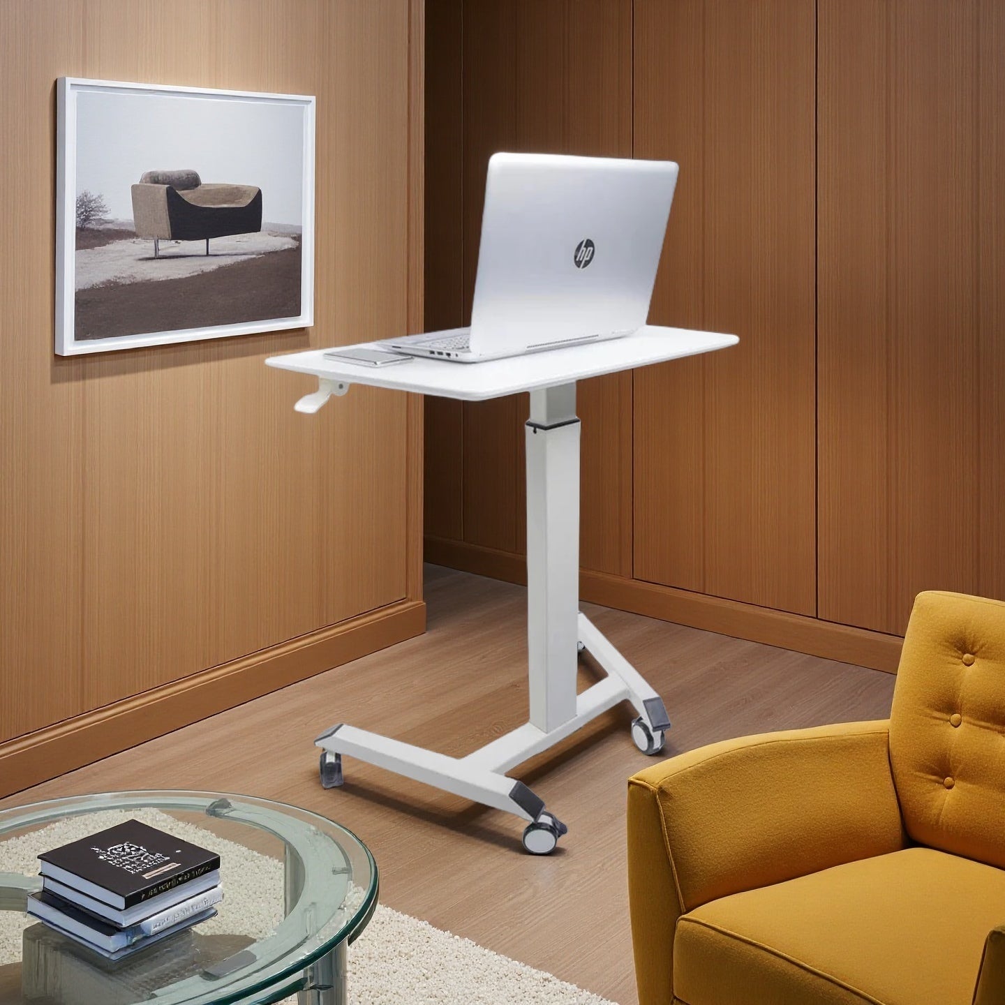 Compact Manual Height Adjustable Desk - Small Space & Standing Desk Solution (27.5x18.5")