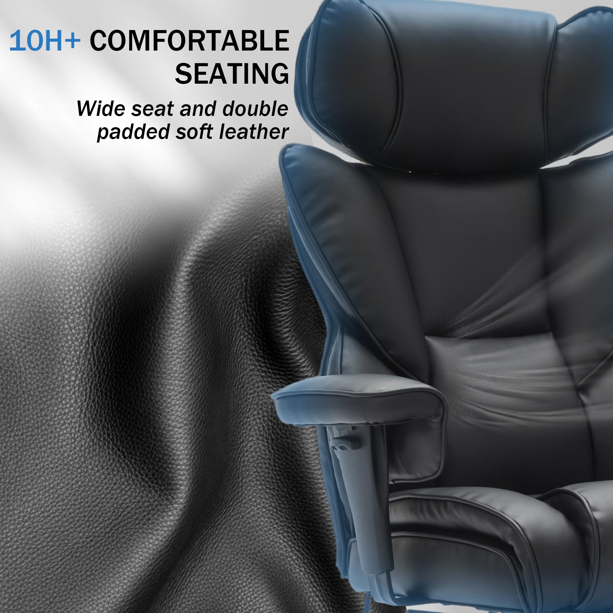 Reclining Office Chair with Footrest - Ergonomic Executive Chair with Inflatable Lumbar Support, 300lbs Capacity