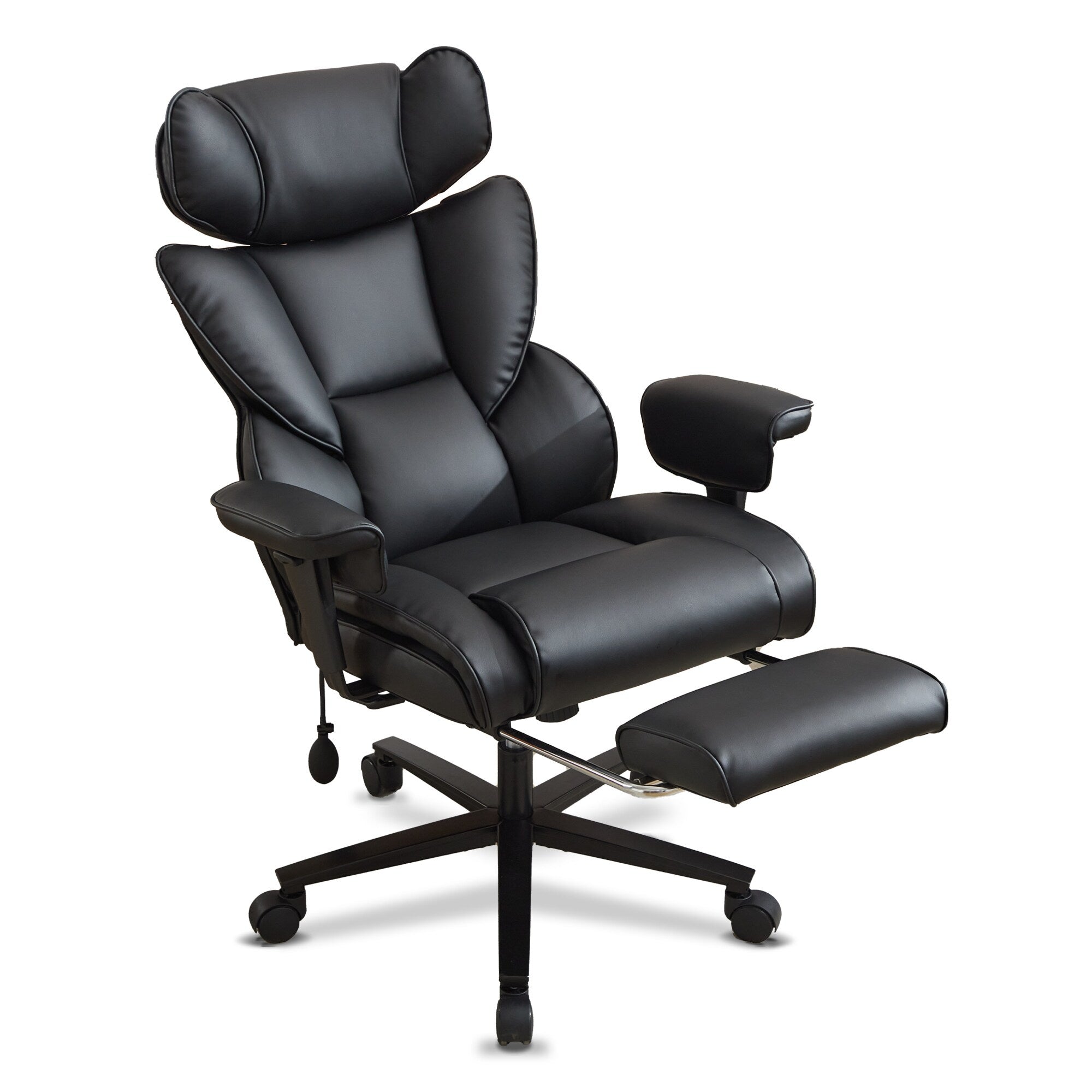 Reclining Office Chair with Footrest - Ergonomic Executive Chair with Inflatable Lumbar Support, 300lbs Capacity