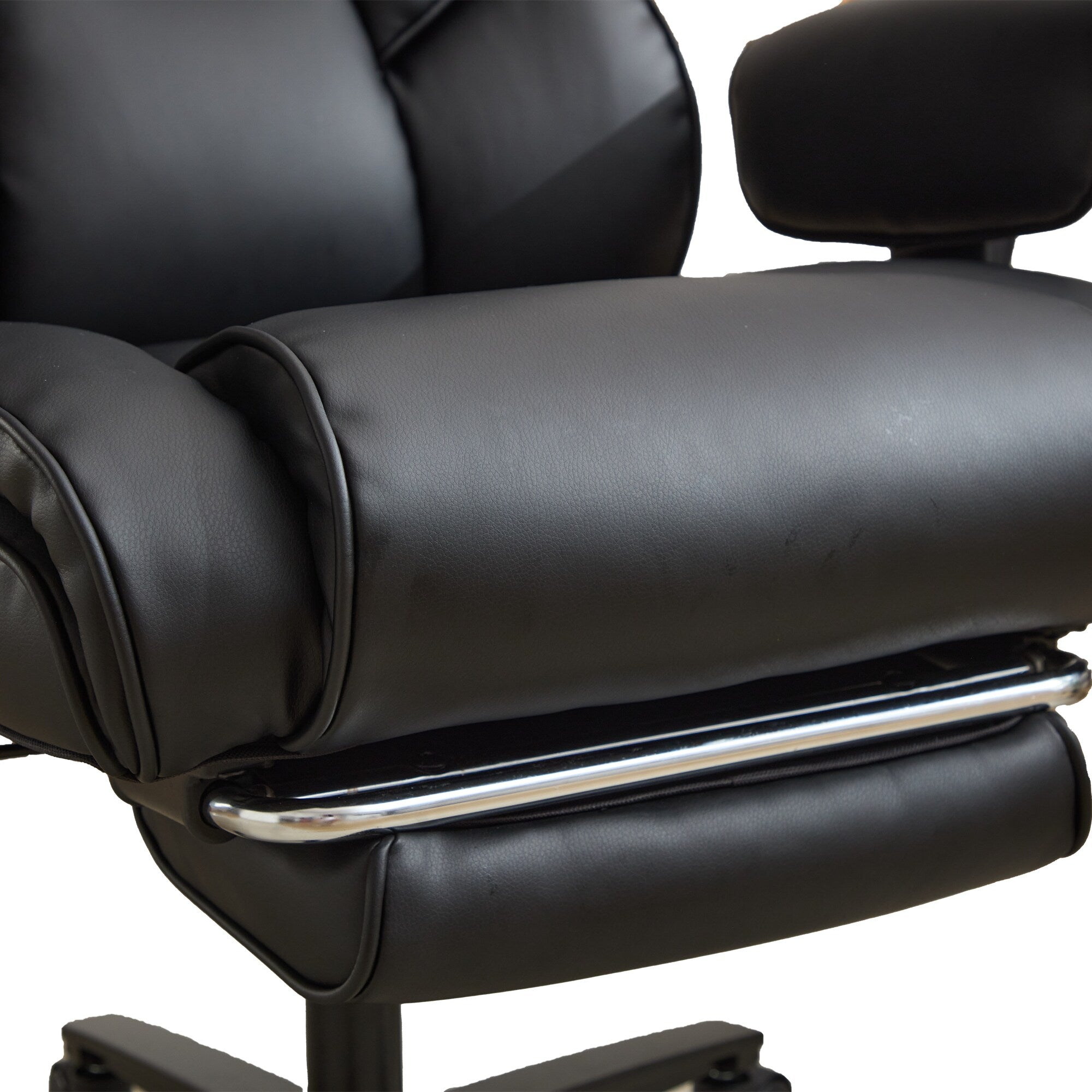 Reclining Office Chair with Footrest - Ergonomic Executive Chair with Inflatable Lumbar Support, 300lbs Capacity