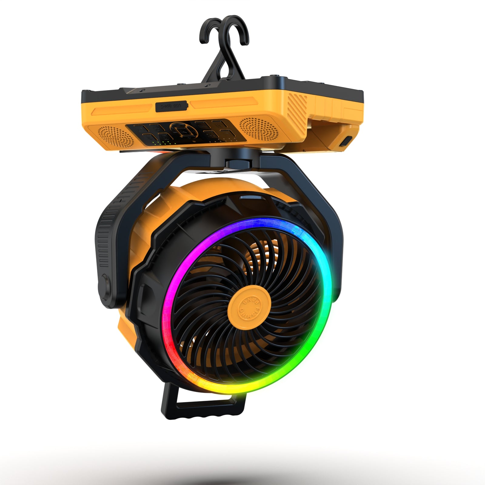 Rackora Pro F31 Rechargeable Fan 5-in-1 with Light, Speaker & Power Bank
