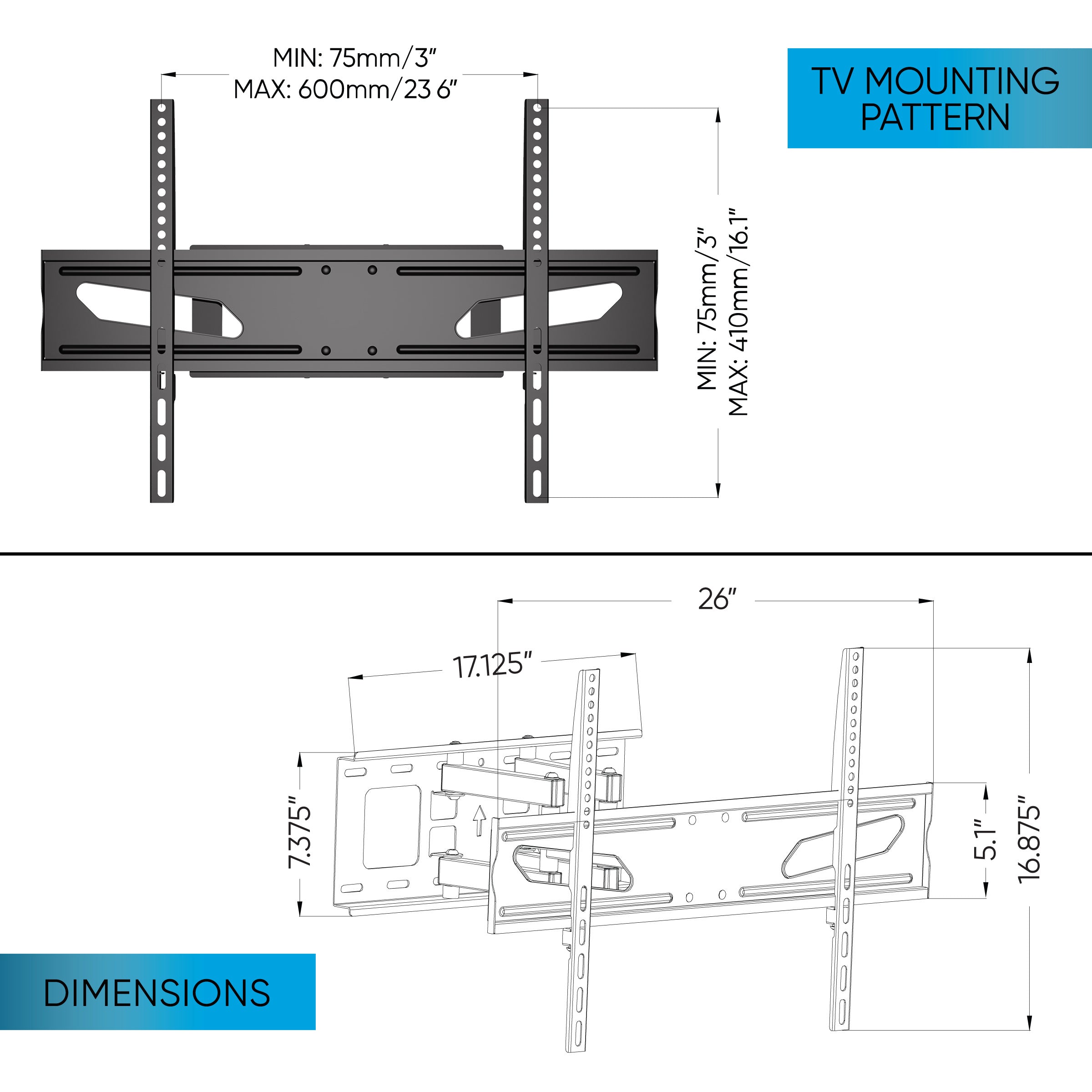 Full Motion TV Mount 80-89 inches