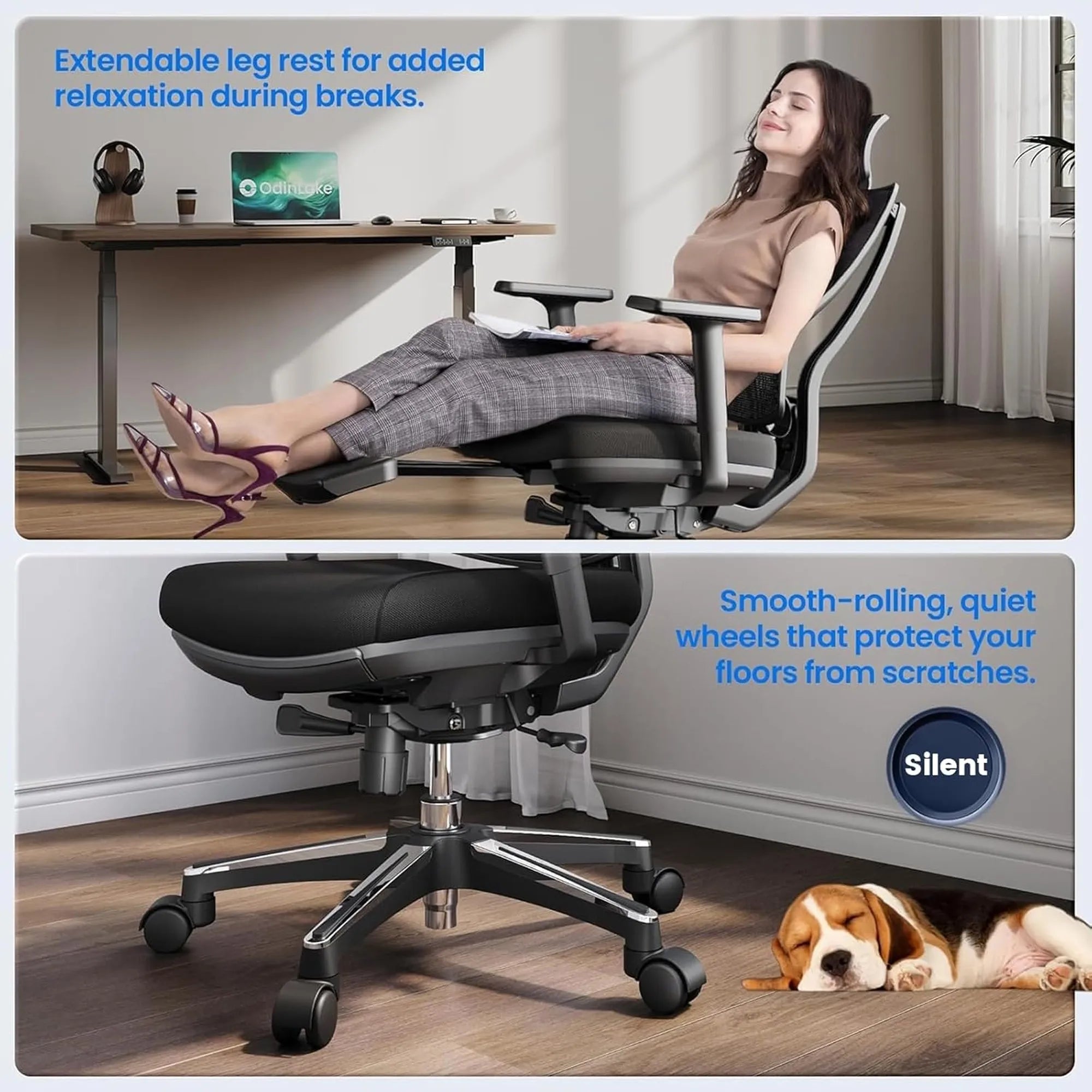 Rackora L2 Ergo Pro 633 Ergonomic Office Chair with Built-in Footrest