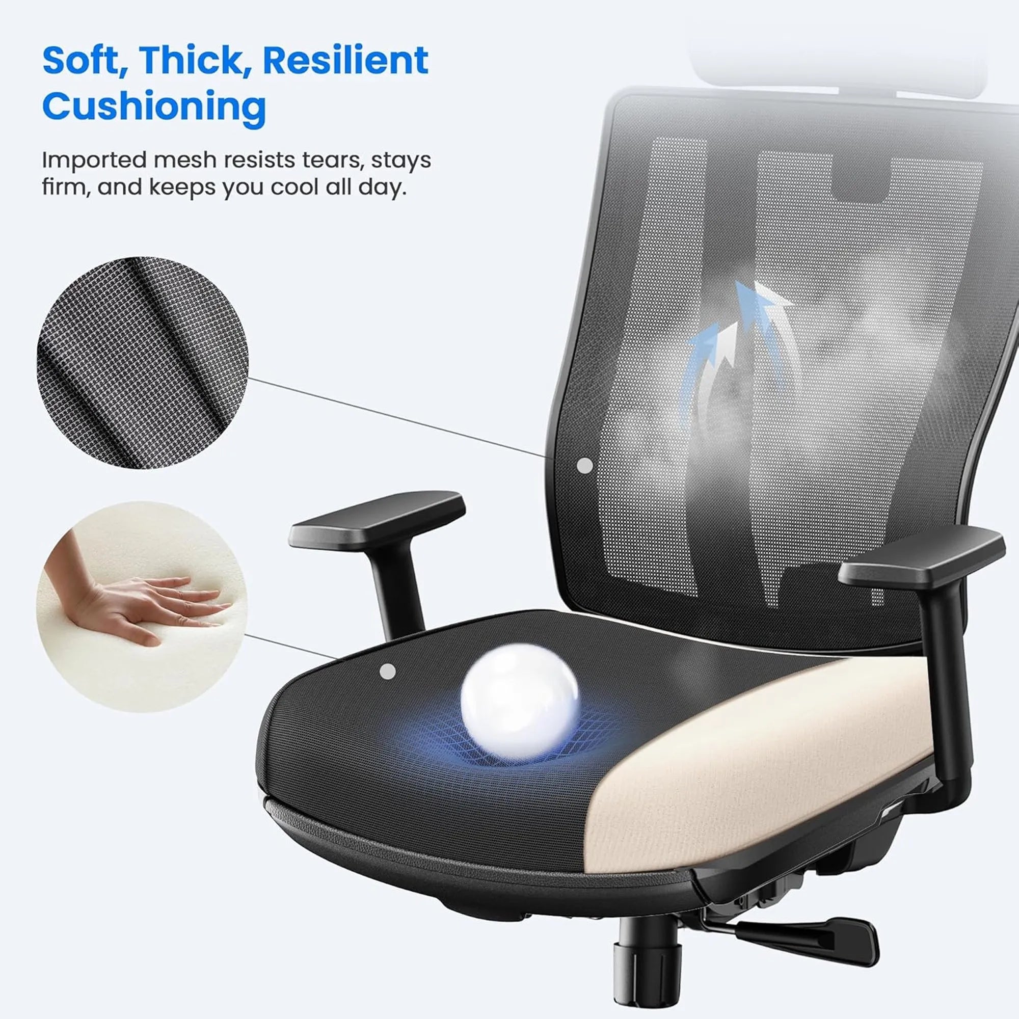 Rackora L2 Ergo Pro 633 Ergonomic Office Chair with Built-in Footrest