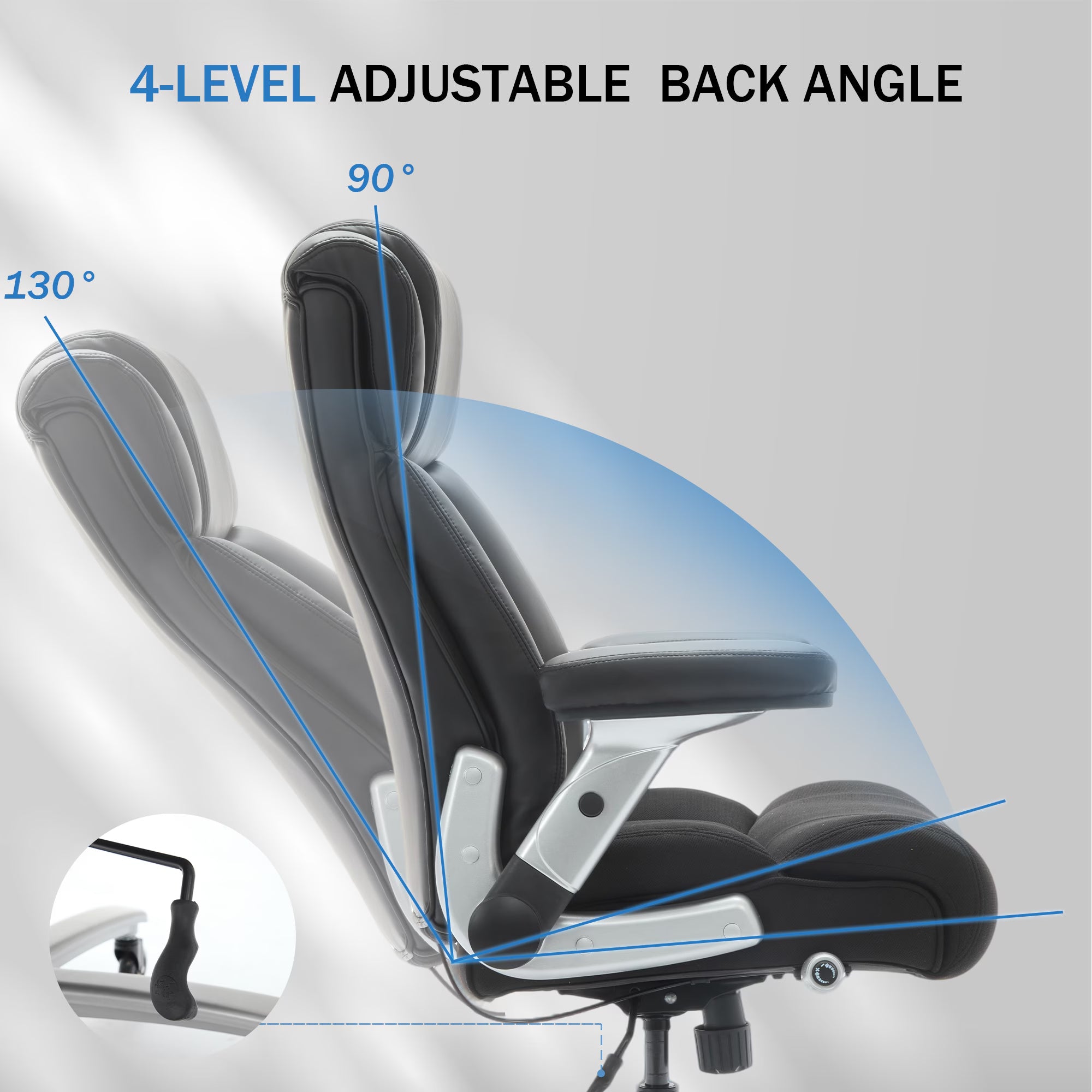 Heavy Duty Office Chair 500lbs - Big and Tall Ergonomic Executive Chair with Lumbar Support, Flip-Up Arms & Adjustable Height