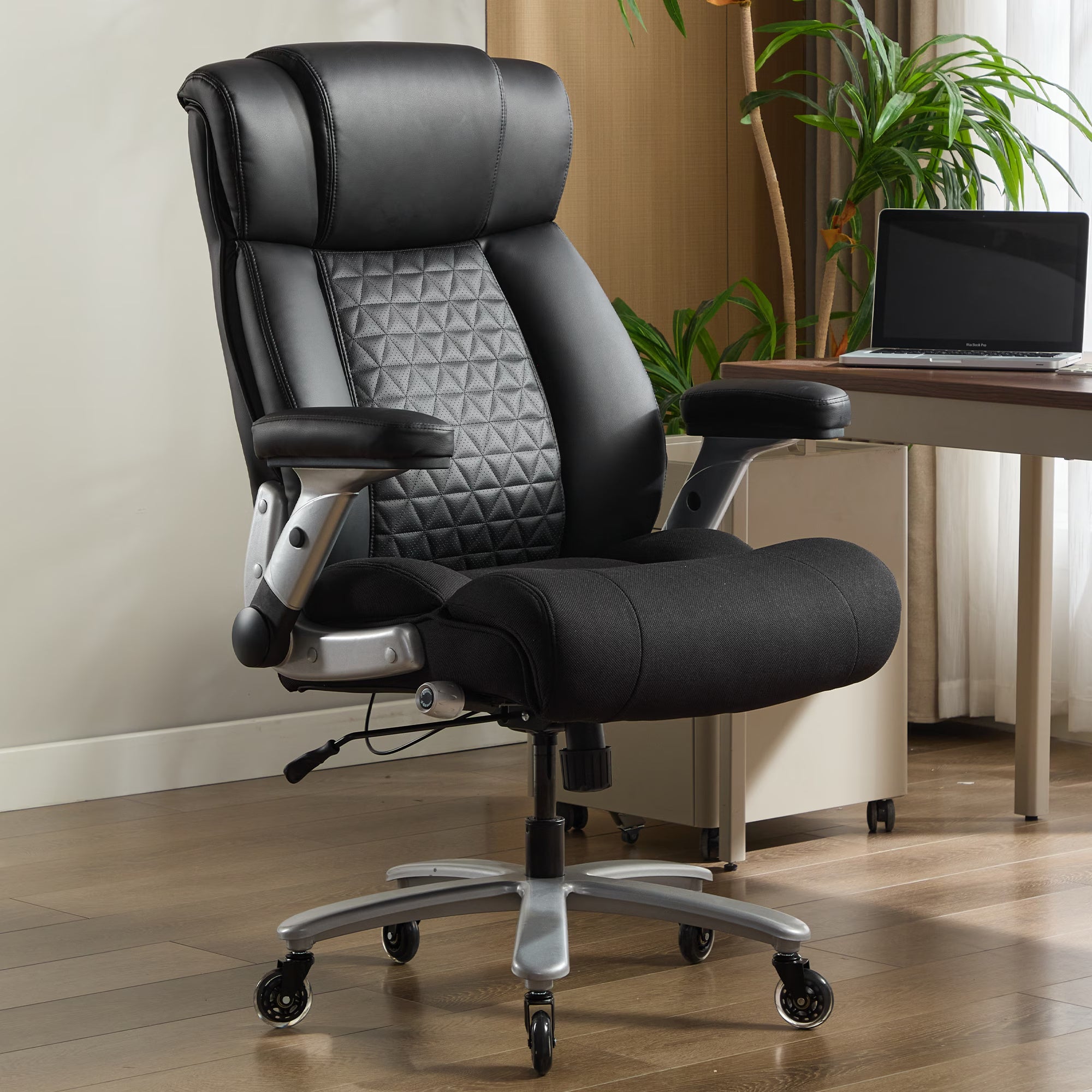 Heavy Duty Office Chair 500lbs - Big and Tall Ergonomic Executive Chair with Lumbar Support, Flip-Up Arms & Adjustable Height