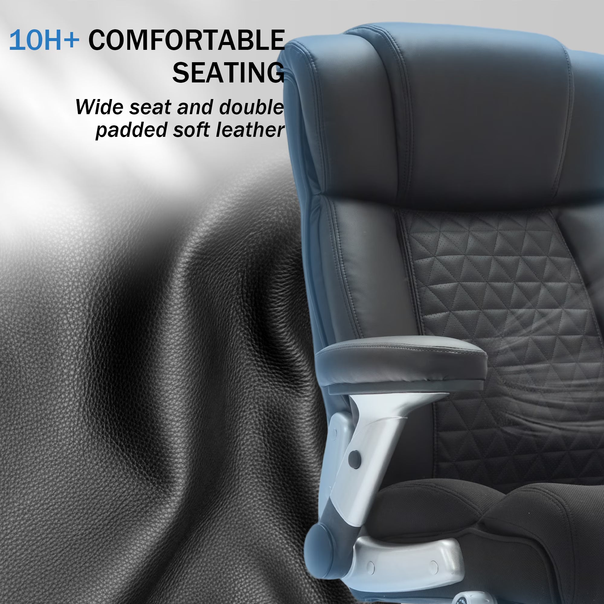 Heavy Duty Office Chair 500lbs - Big and Tall Ergonomic Executive Chair with Lumbar Support, Flip-Up Arms & Adjustable Height