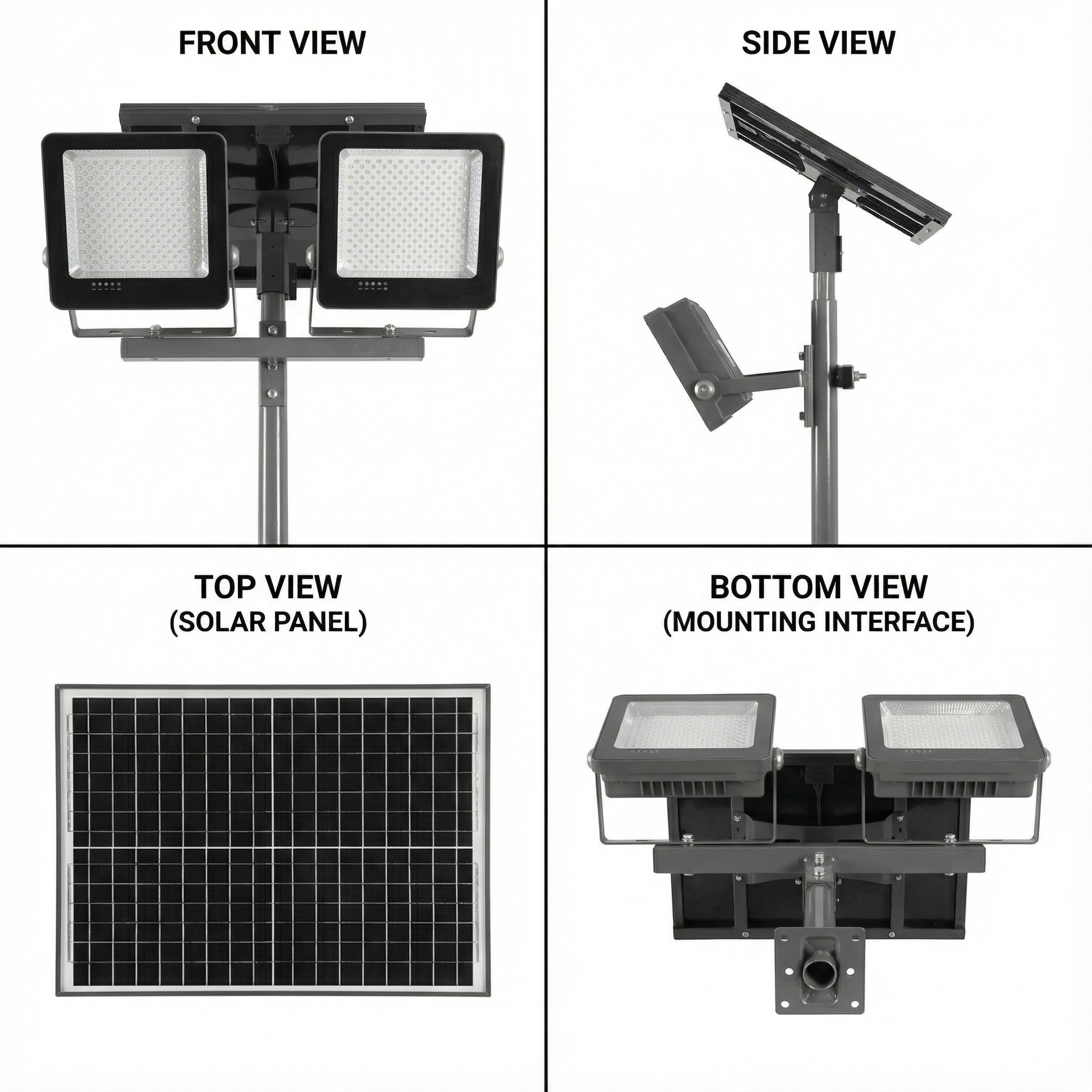 High-Power All-in-Two Solar LED Stadium Light (80W-150W) - ADC12 Aluminum, 10K-20K Lumens