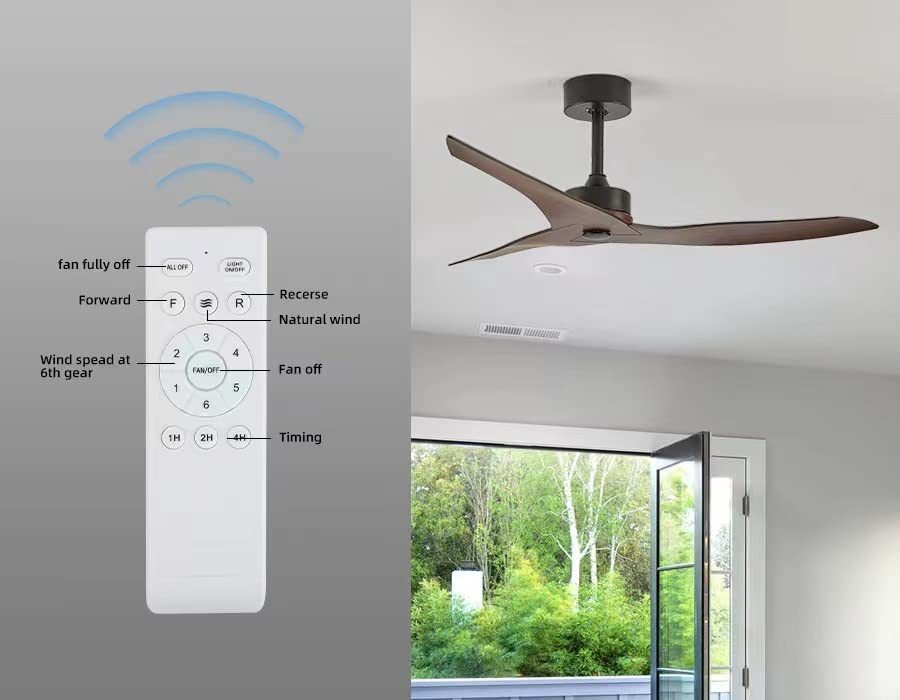 52 Inch Outdoor Ceiling Fan with Remote - 6 Speed DC Motor, Farmhouse Style