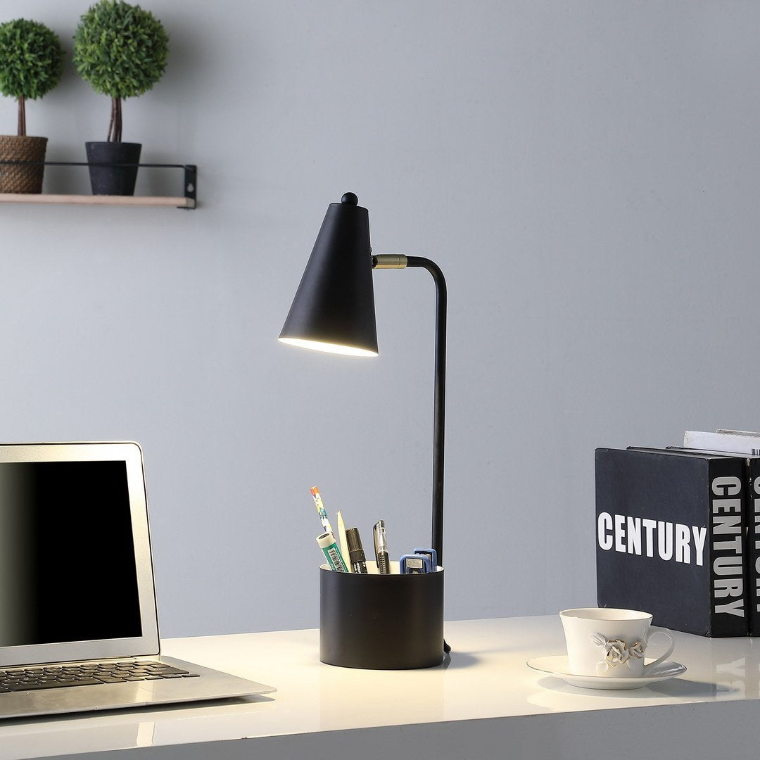 19.5" In Student Black Metal Task E26 Desk Lamp With Organizer