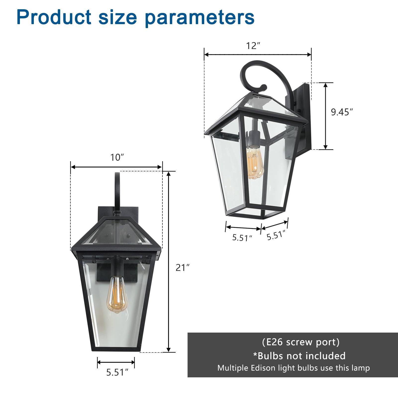 Modern Outdoor Waterproof Wall Lamp Supports multiple types of light bulbs