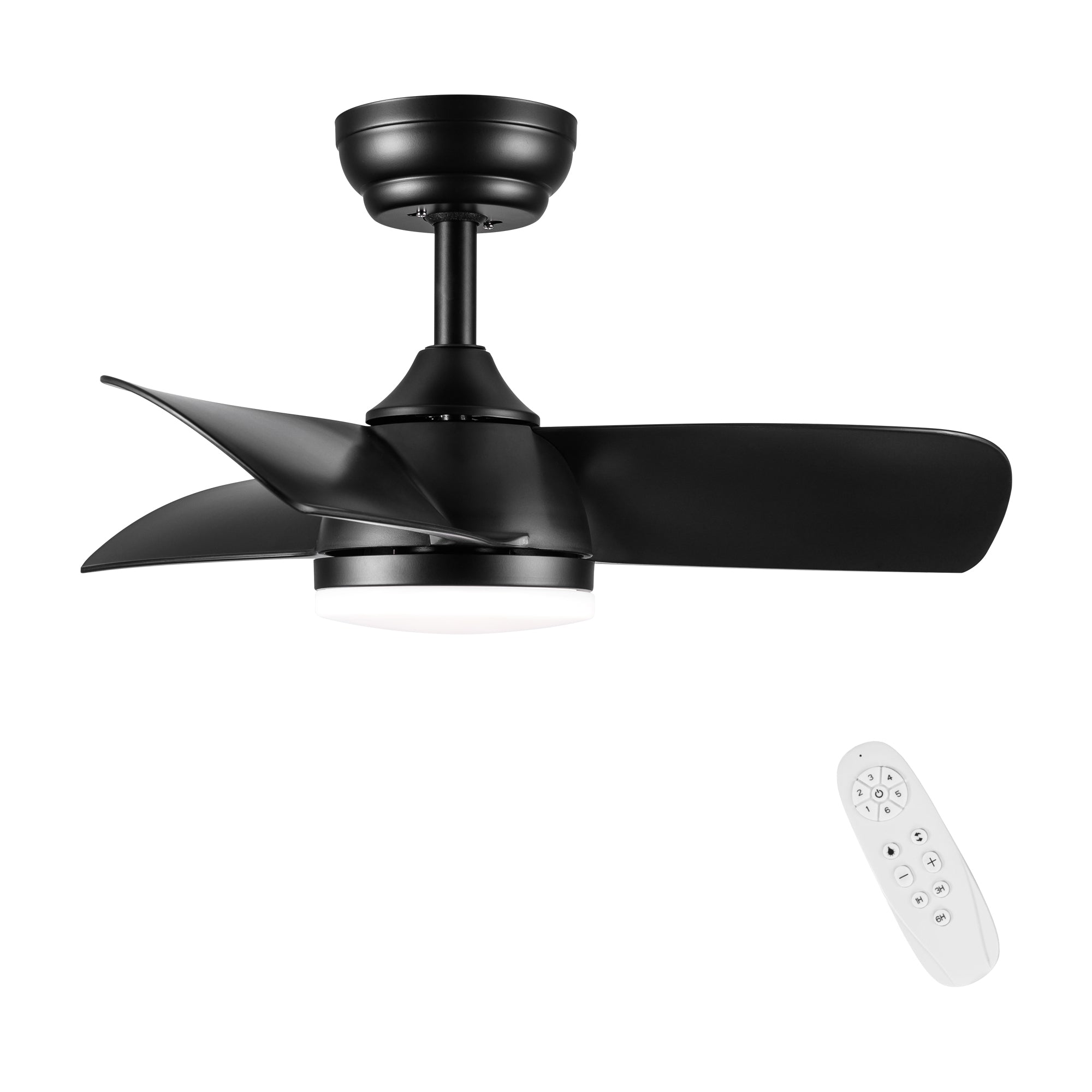 28" Black Ceiling Fan Integrated LED Light & Remote - DC Motor