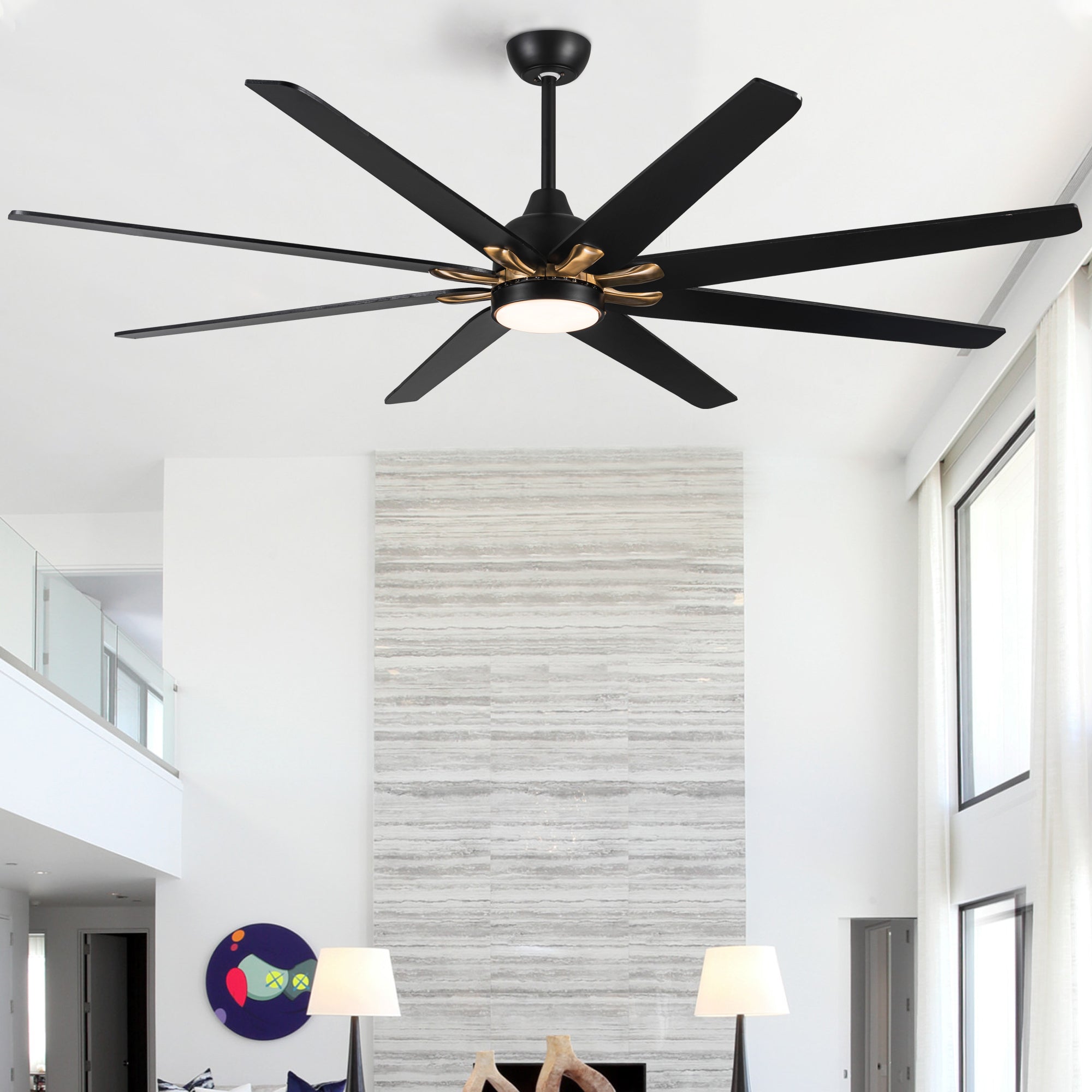 72 In Modern 8 Blades 24W  Ceiling Fan Lighting with Remote Control