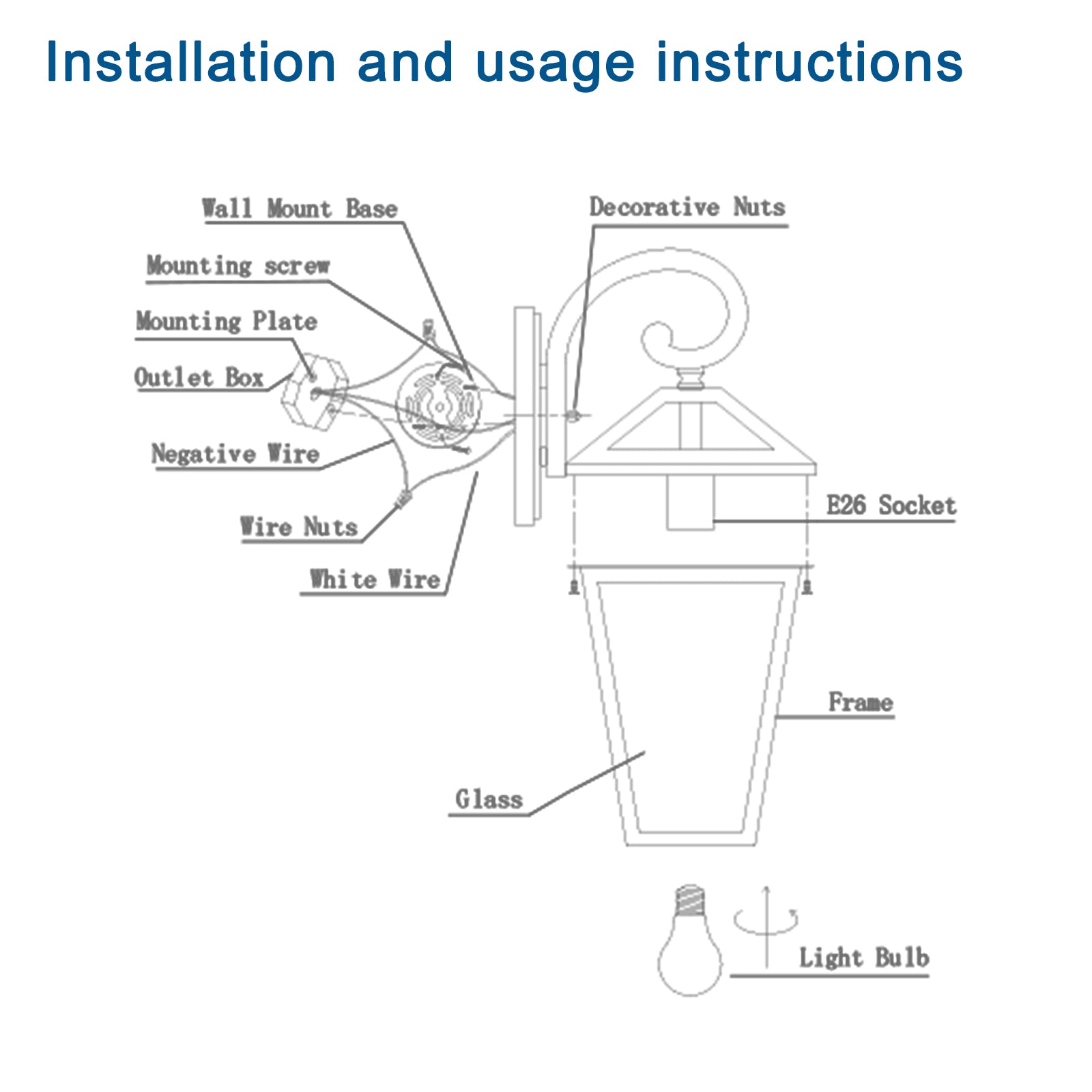 Modern Outdoor Waterproof Wall Lamp Supports multiple types of light bulbs