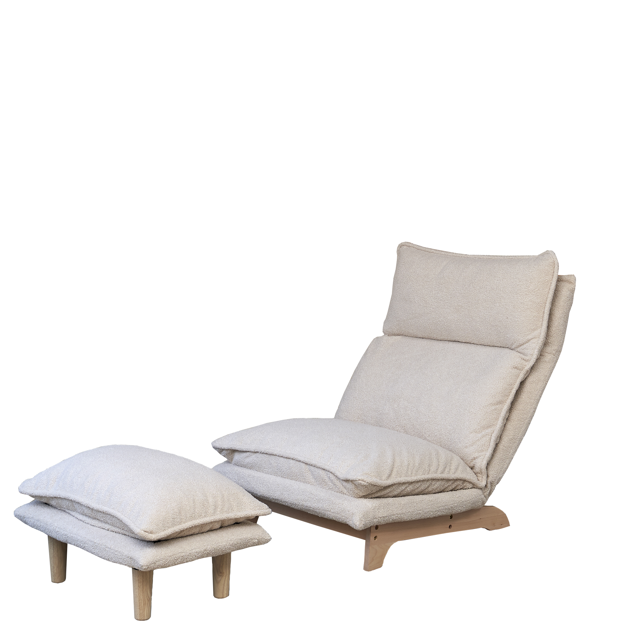 Foldable Reclining Lounge Chair - Beige Single Sofa Chair with Metal Frame for Bedroom, Balcony & Patio