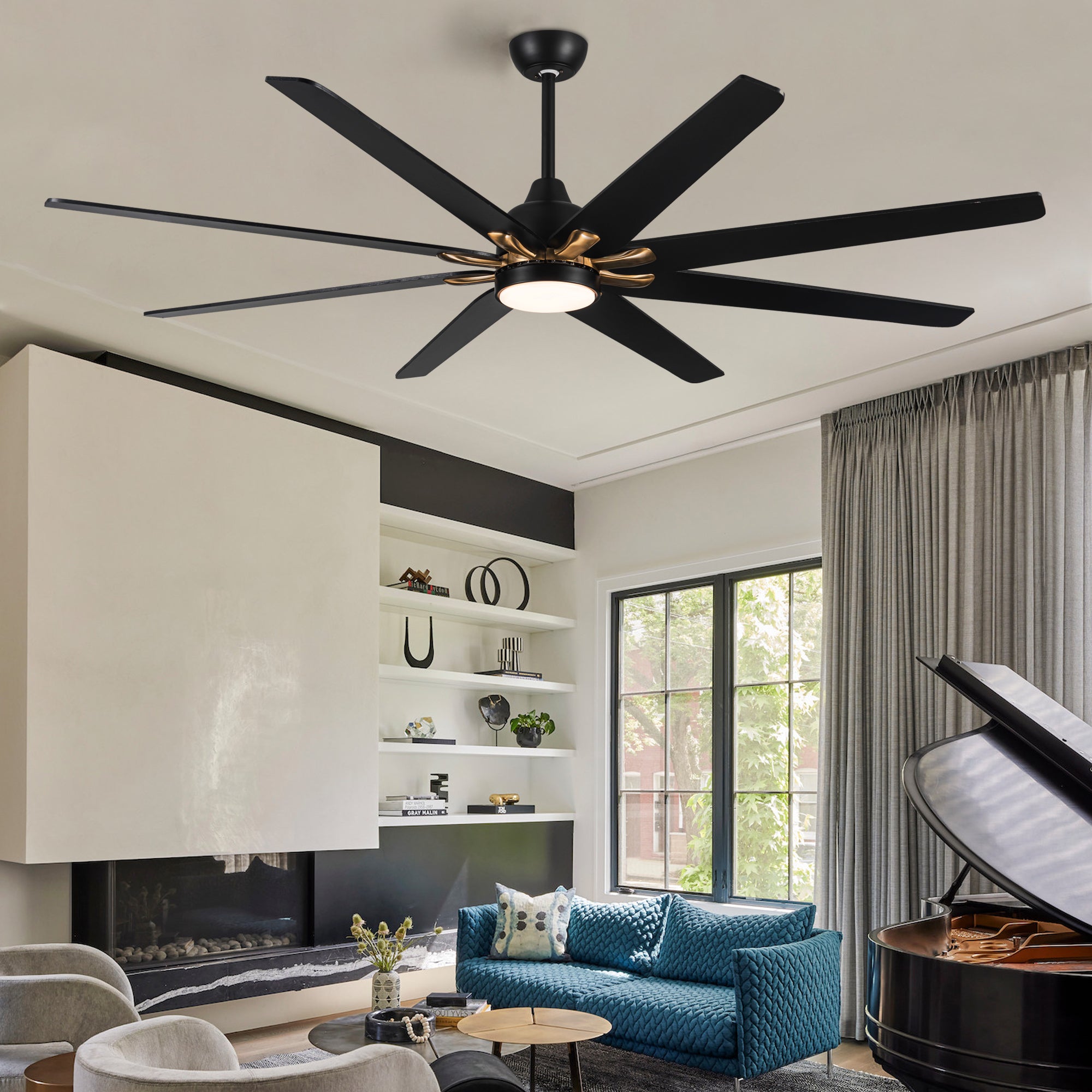 72 In Modern 8 Blades 24W  Ceiling Fan Lighting with Remote Control