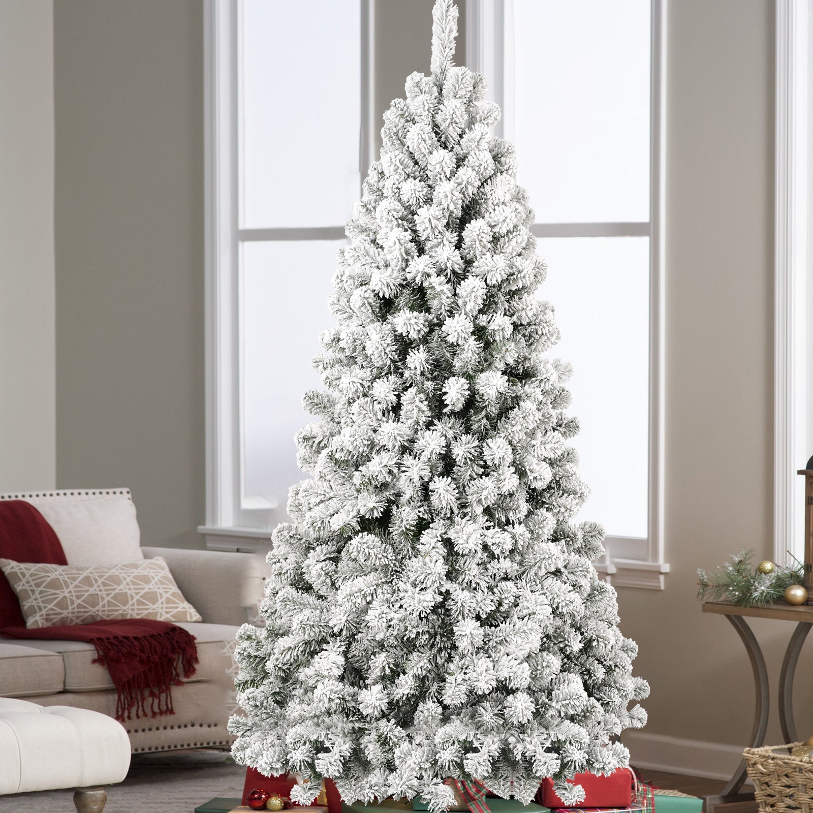 6FT Pre-lit Flocked Christmas Tree with 760 Memory Wire Tips