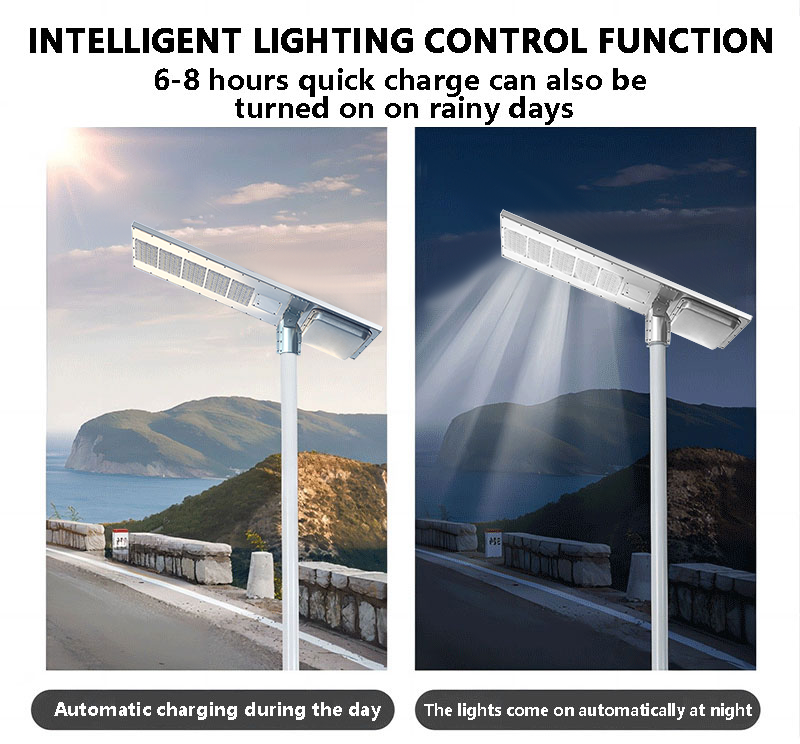 40W 100AH High-endurance smart solar street lights Aluminum alloy