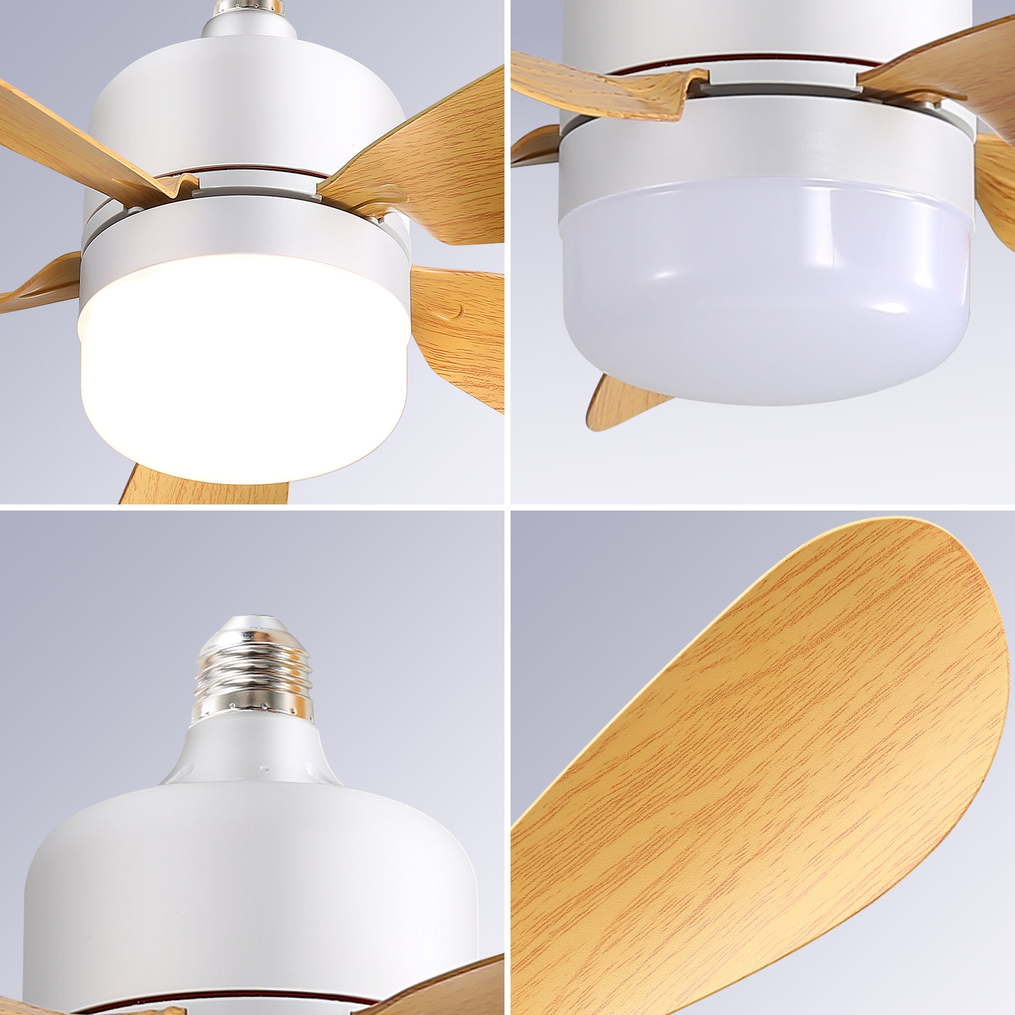 16 Inch Socket Ceiling Fans with Dimmable LED Light