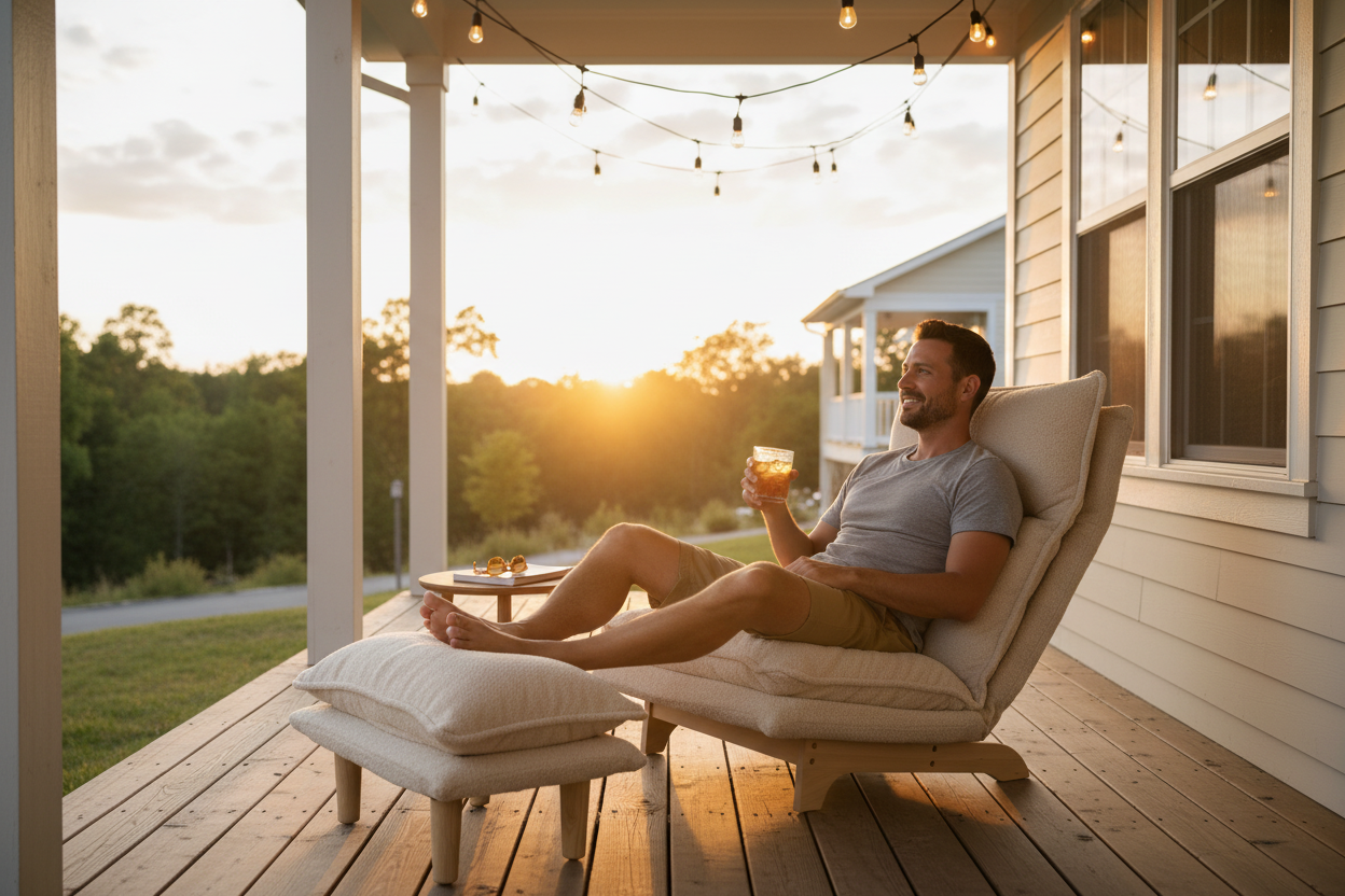 Dad enjoying sunset on porch