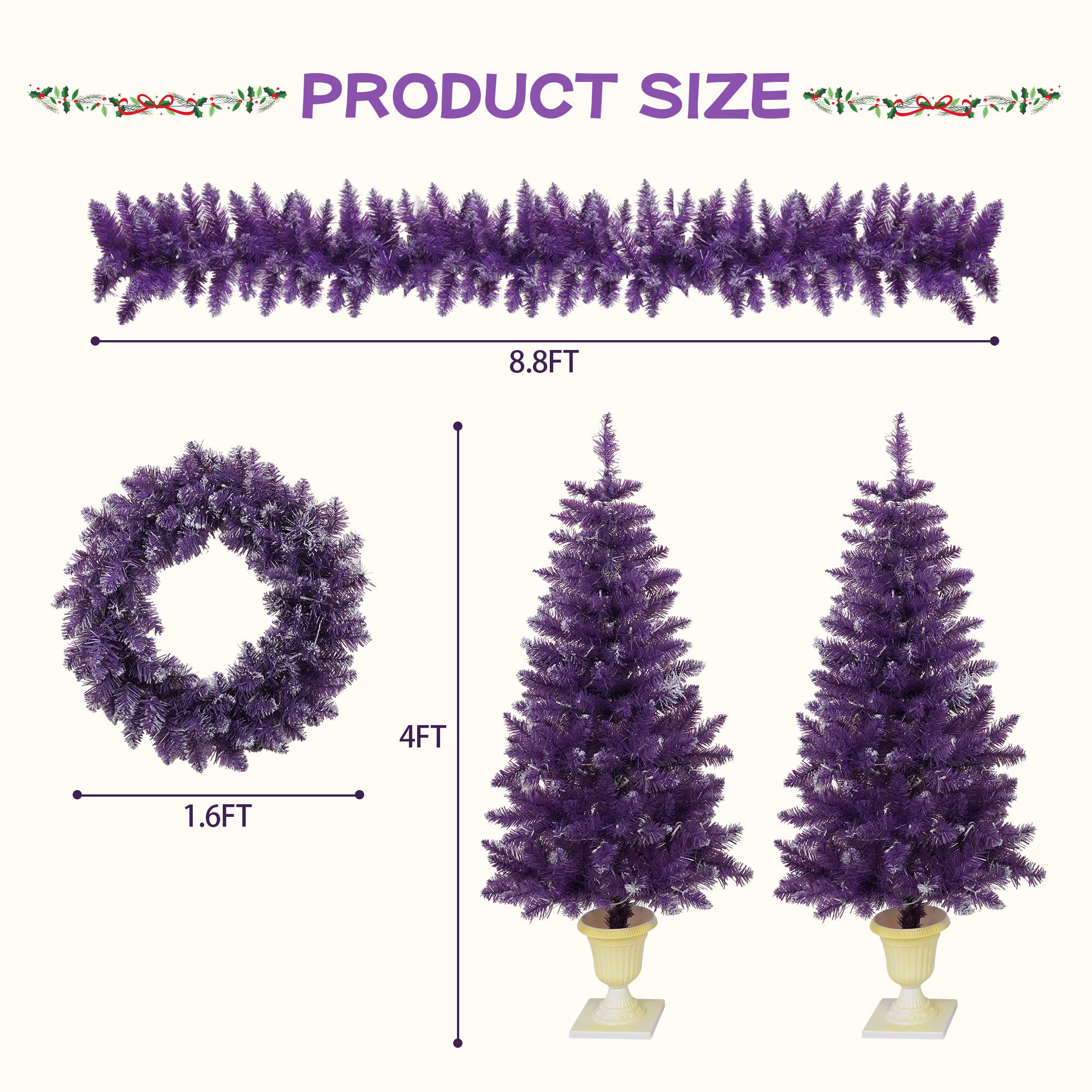 Pre-lit Christmas Artificial Tree 4-Piece Set