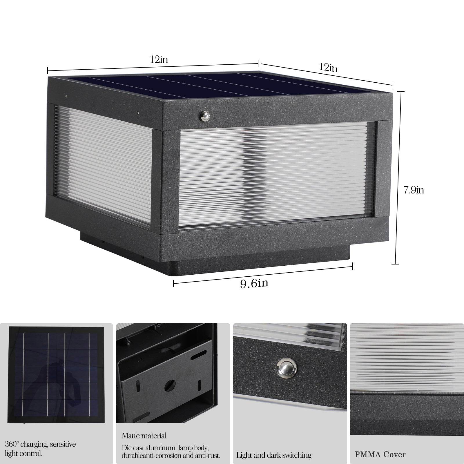 Aluminum 11W Solar Wall Lamp With Dimmable LED 240LM