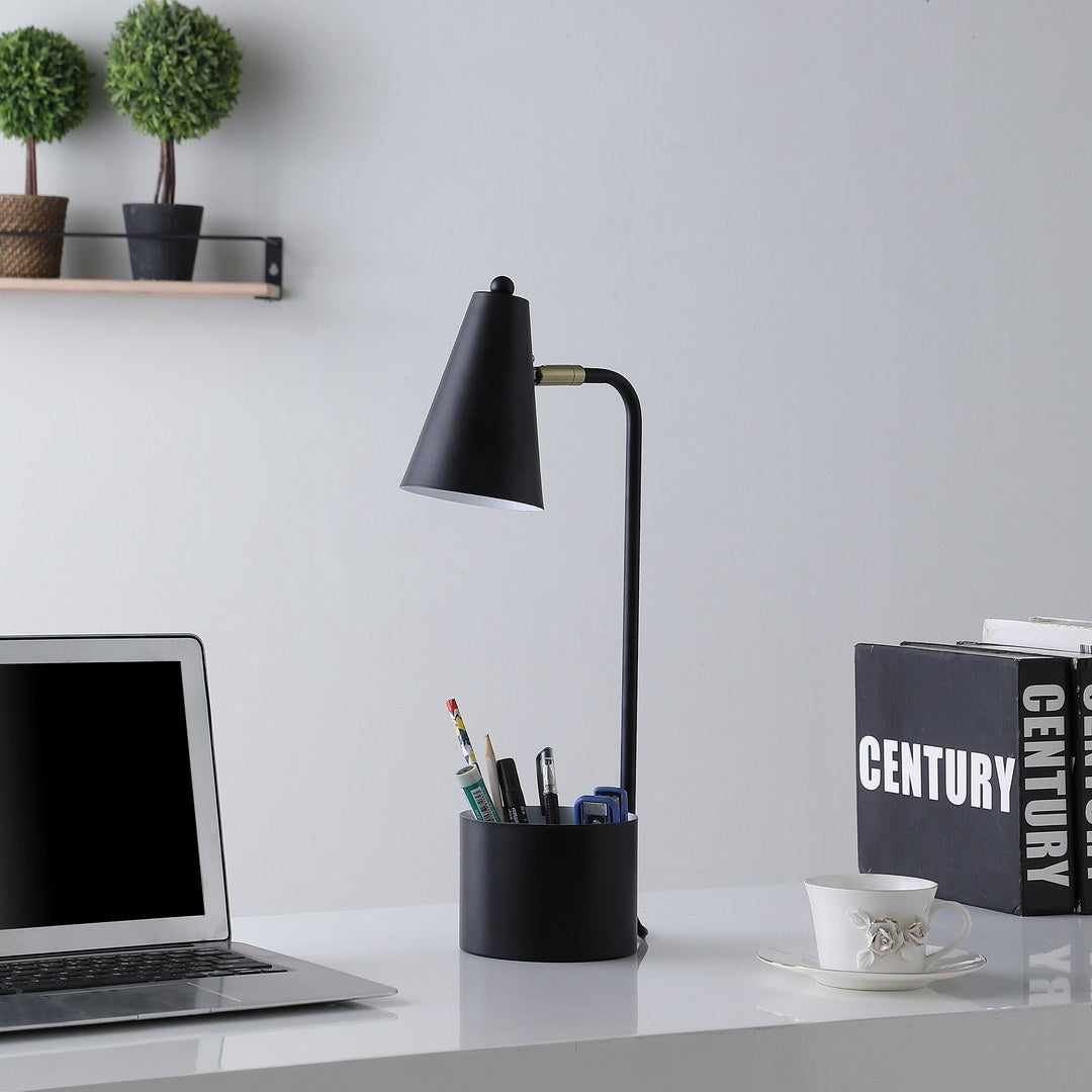 19.5" In Student Black Metal Task E26 Desk Lamp With Organizer