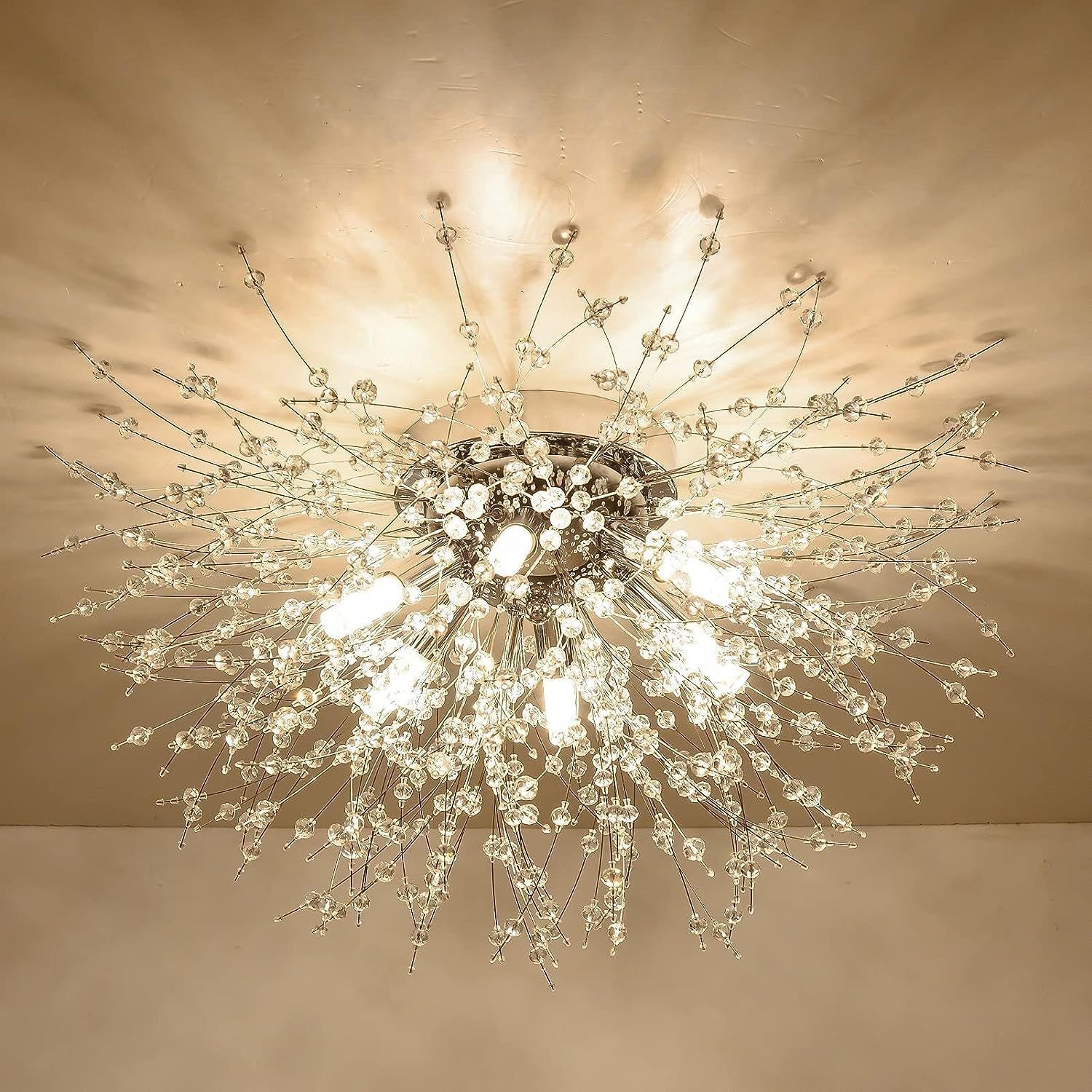 Golden Crystal Flush Mount Ceiling Lights