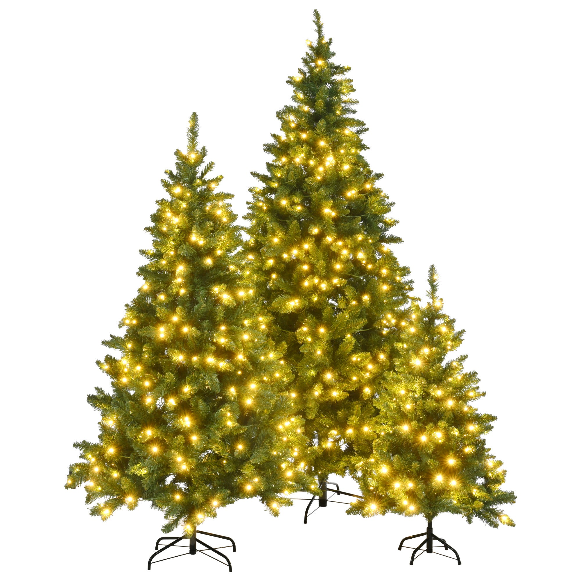 8FT, 6FT, 4FT Pre-Lit Green Pine Artificial Christmas Trees