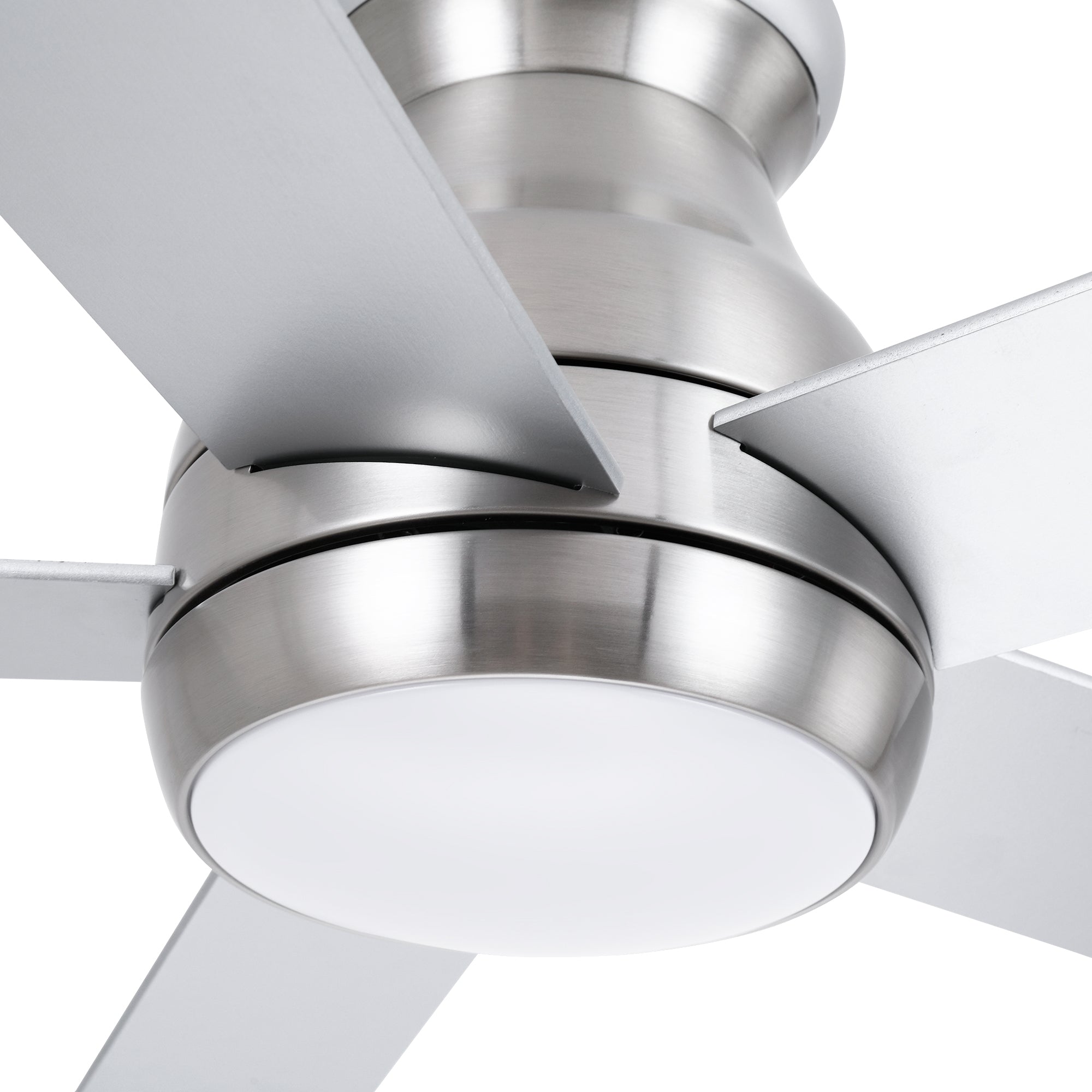 52" Low Profile Ceiling Fan in Brushed Nickel with Silver Blades