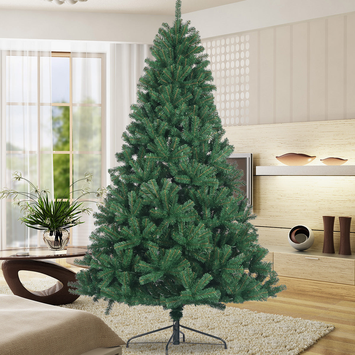 7.5ft Artificial Christmas Tree Full Natural Spruce PVC Fir Tree