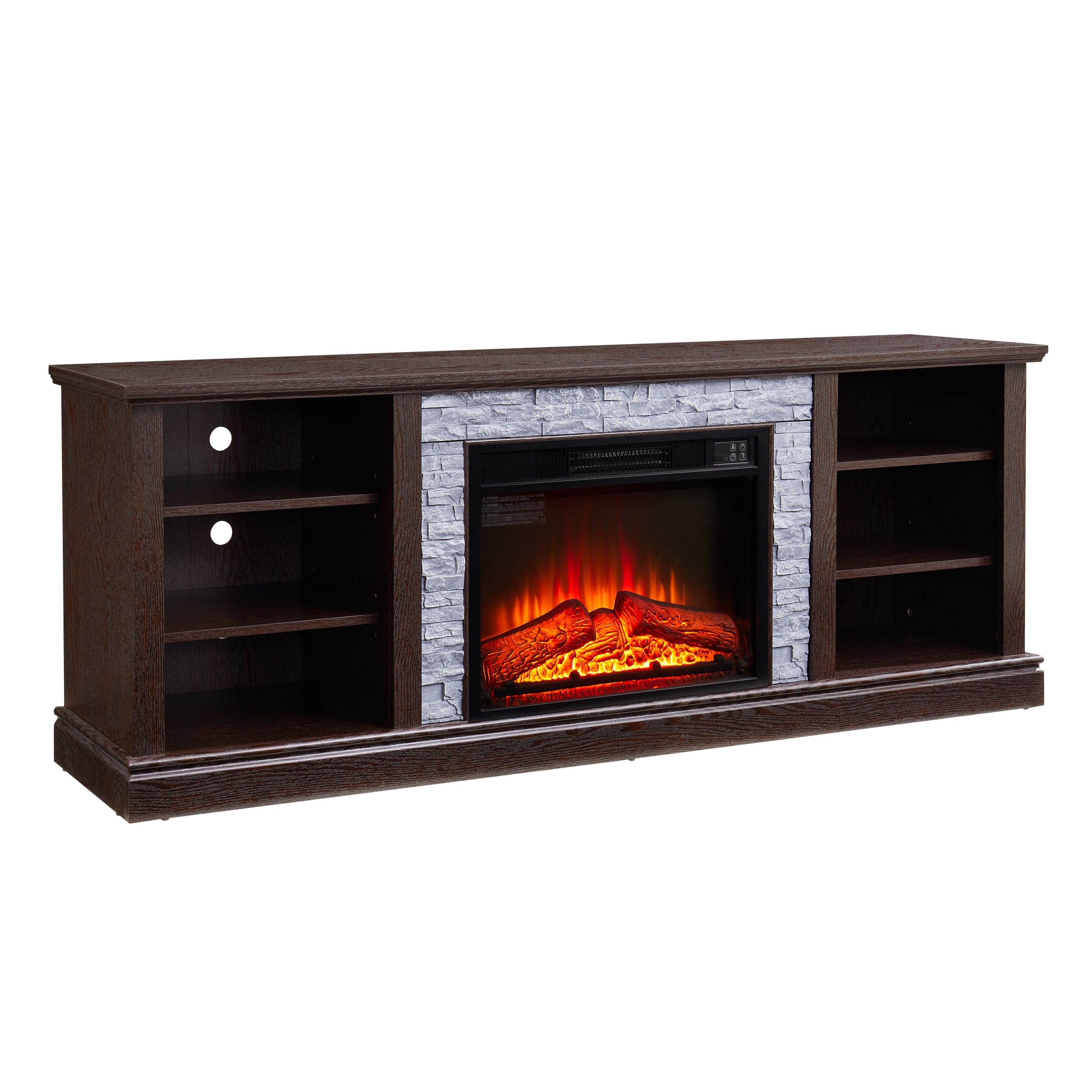 75" Large TV Media Stand with 23" Fireplace Insert