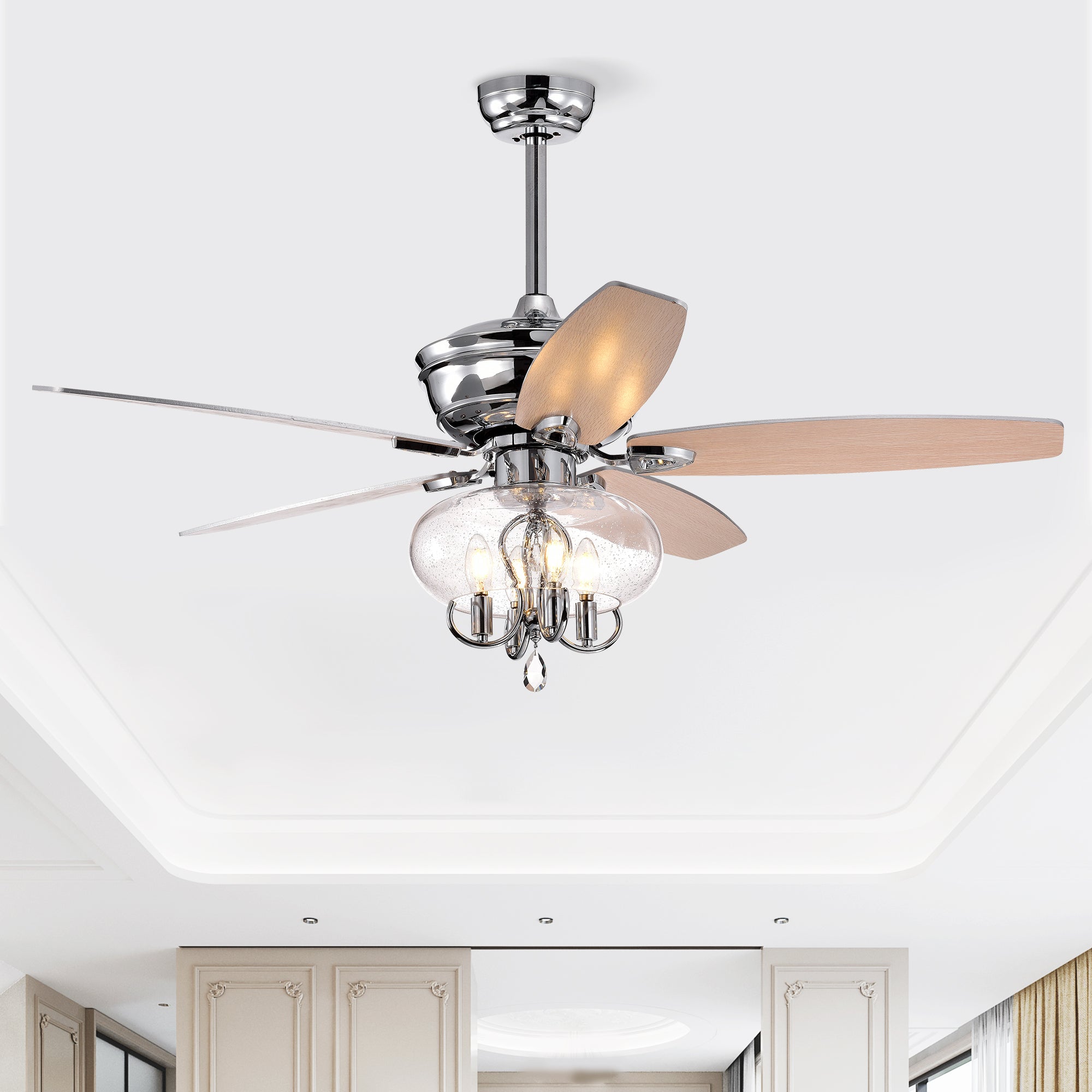 52" Crystal  Chandelier Fan with Remote