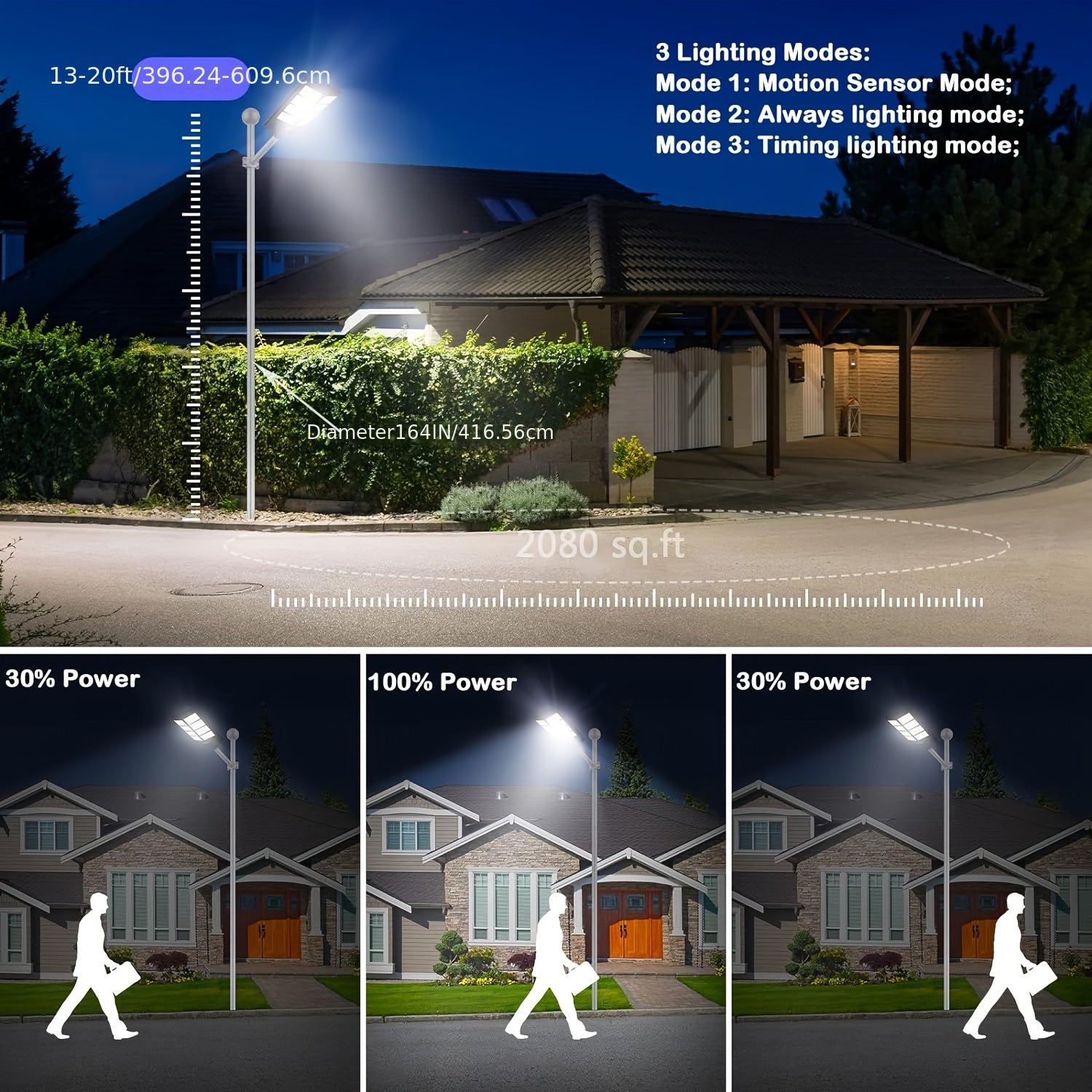 25Ah 3.2V 800pcs Super Bright LED Beads Solar Street Lights Outdoor with Remote