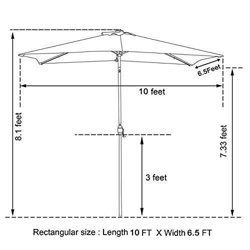 6.5 ft. x 10 ft Waterproof Rectangular Patio Umbrella with Solar Lights