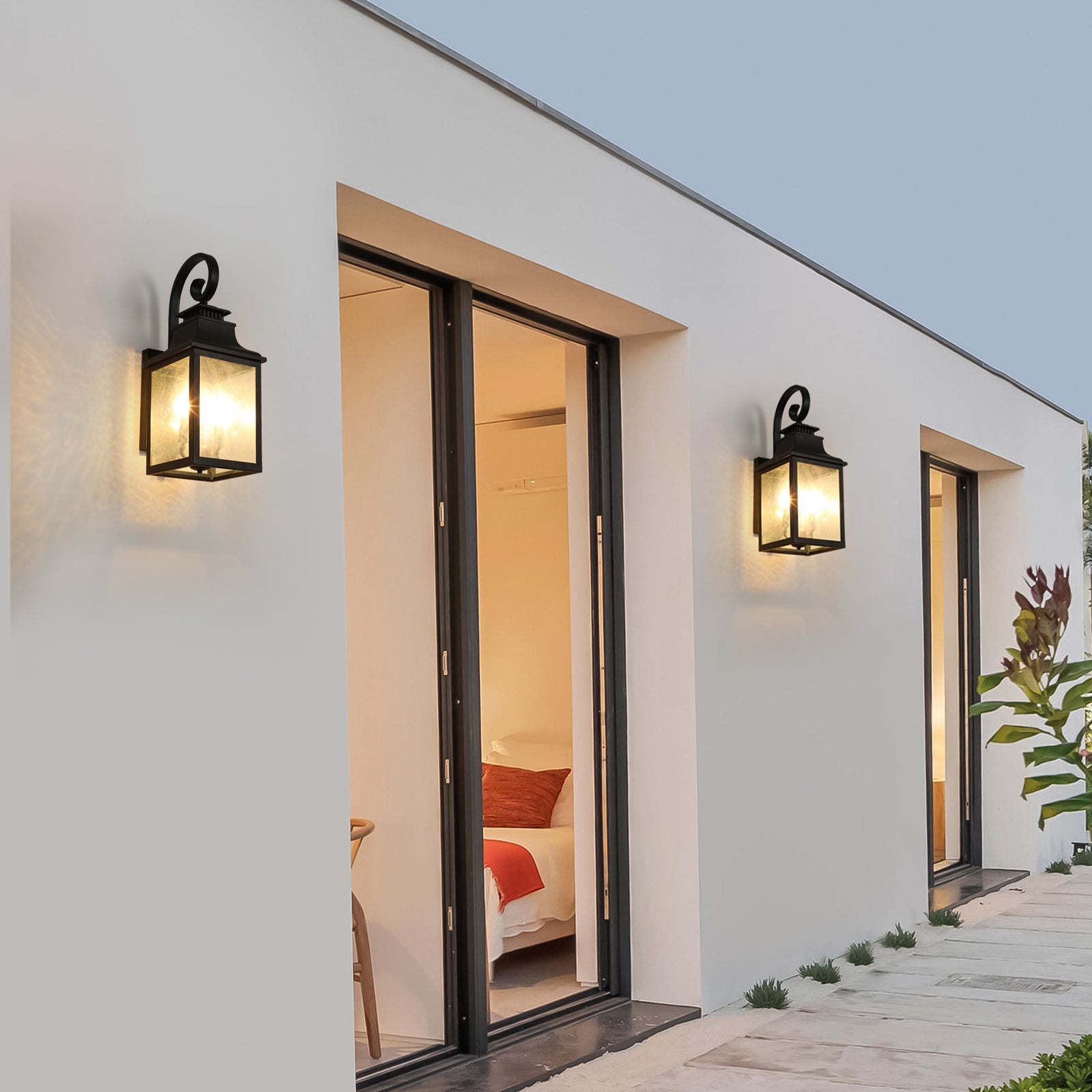 Aluminium Outdoor Wall Lamps With Glass Supports