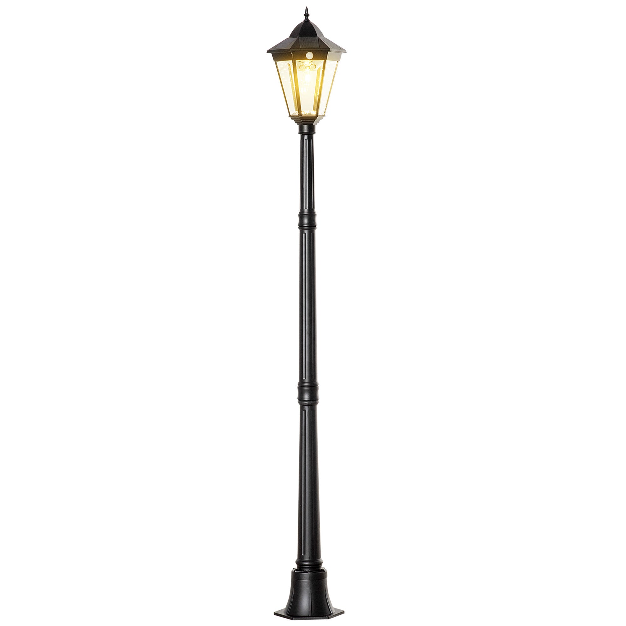 77" Solar Lamp Post Light - 18 LED Outdoor Street Lamp with Motion Sensor PIR