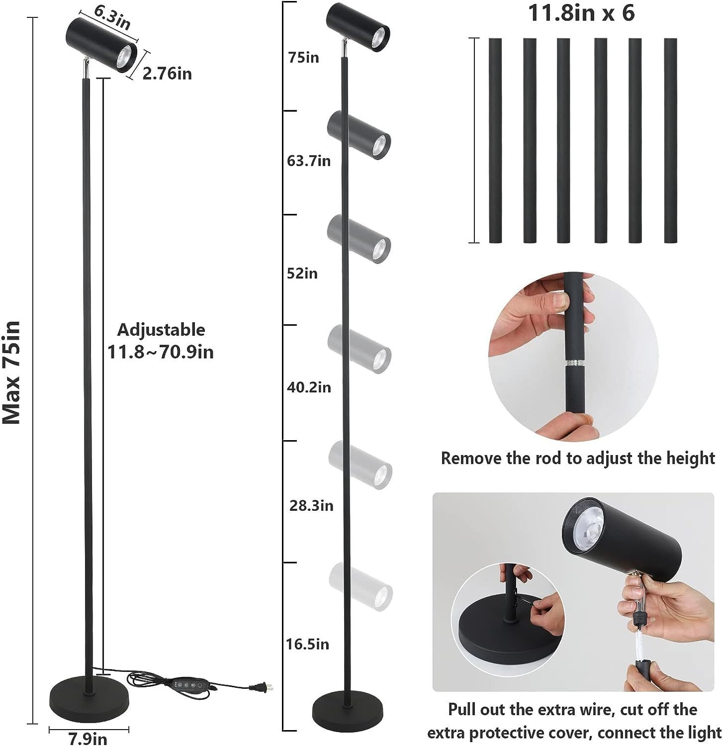 4/8/12H Timer 20W 4000K Metal Grow Lights Stand for Indoor Plants