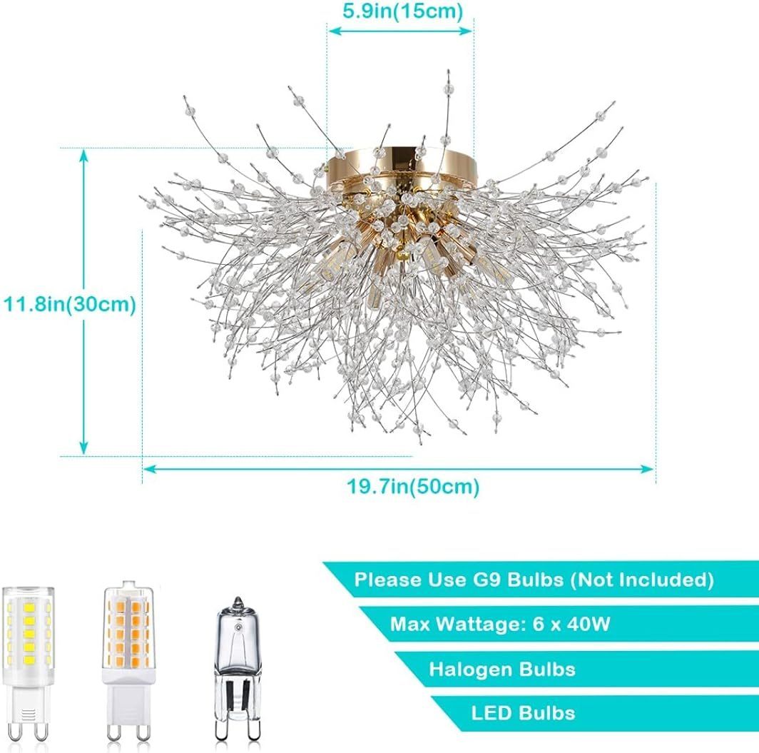 Golden Crystal Flush Mount Ceiling Lights